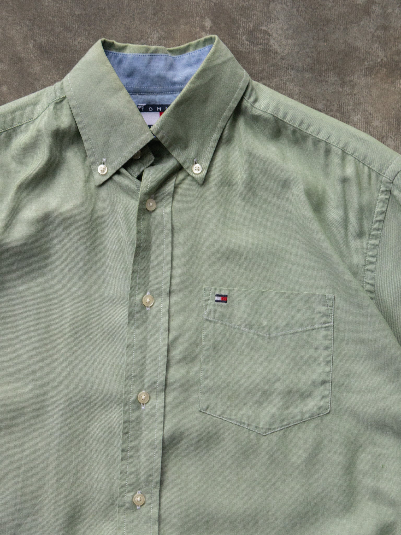 Vintage 00s Green Tommy Hilfiger Short Sleeve Shirt (S)