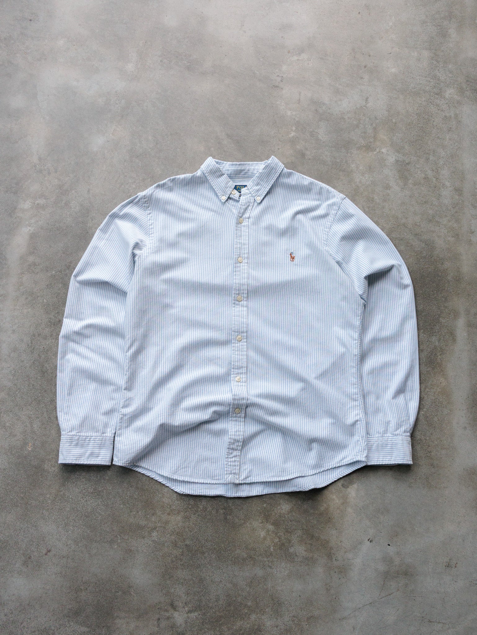 Blue Striped Polo Ralph Lauren Oxford Shirt (-)