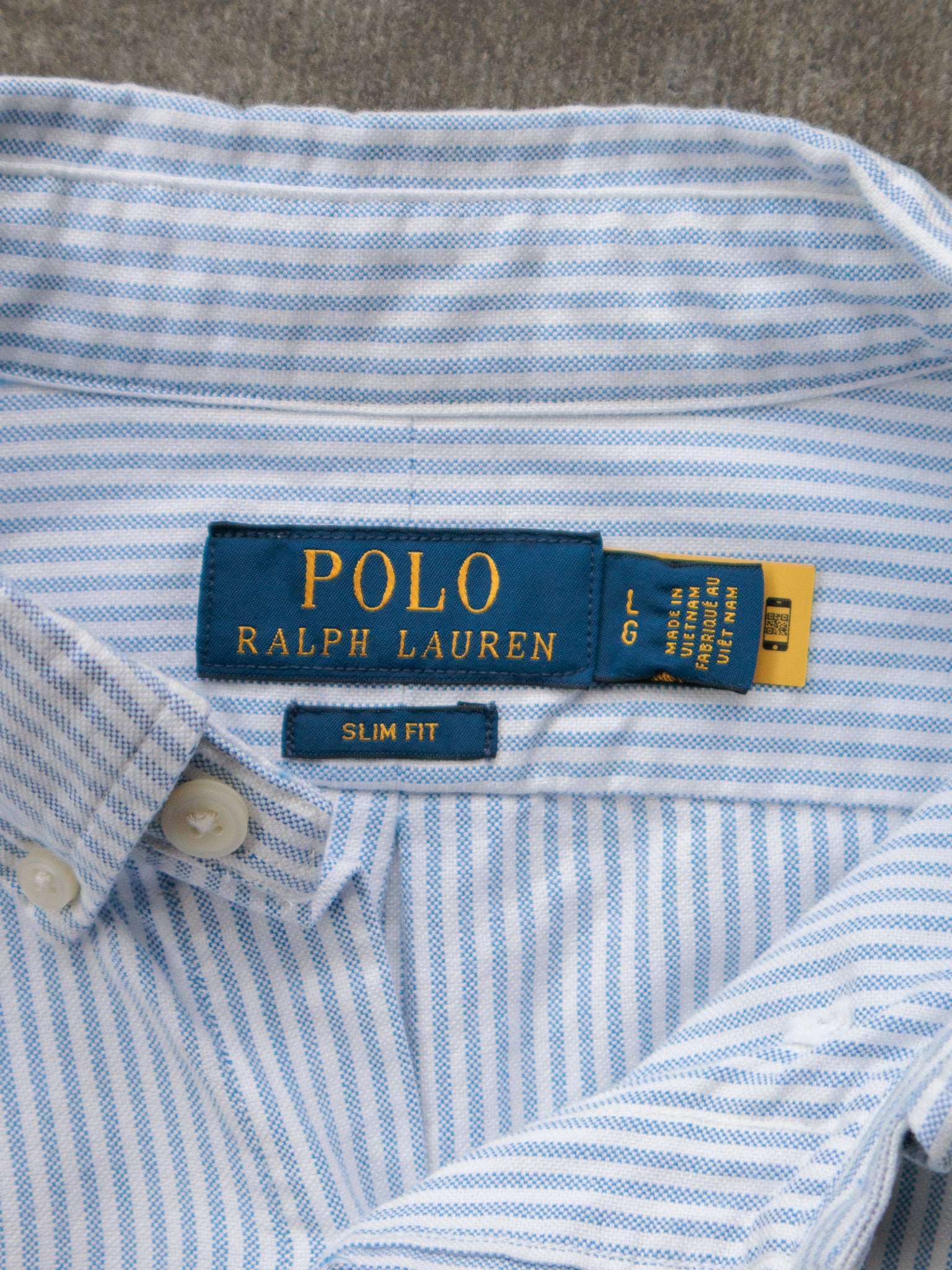 Blue Striped Polo Ralph Lauren Oxford Shirt (-)