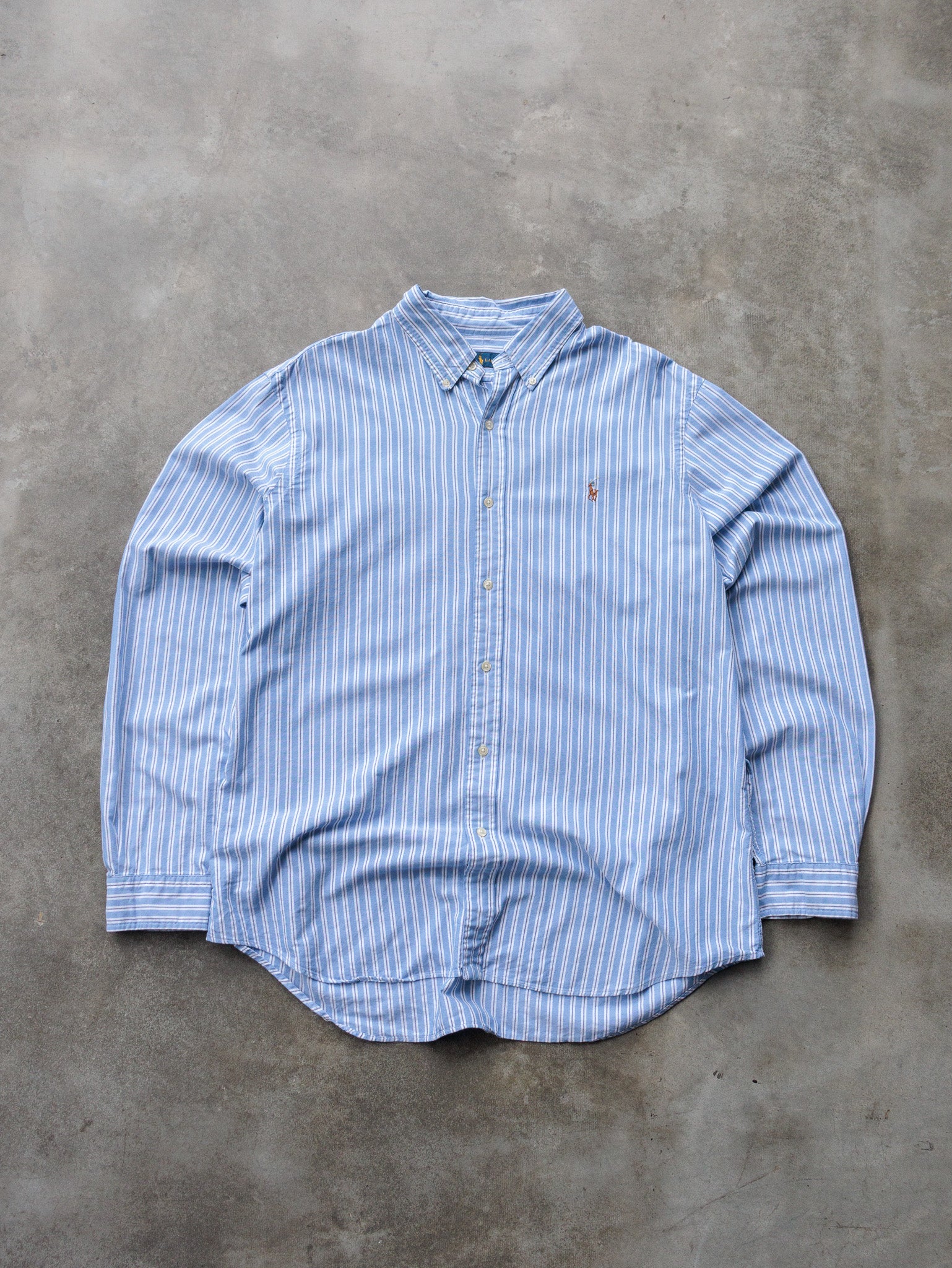 Vintage 00s Blue Ralph Lauren Striped Shirt (XL)