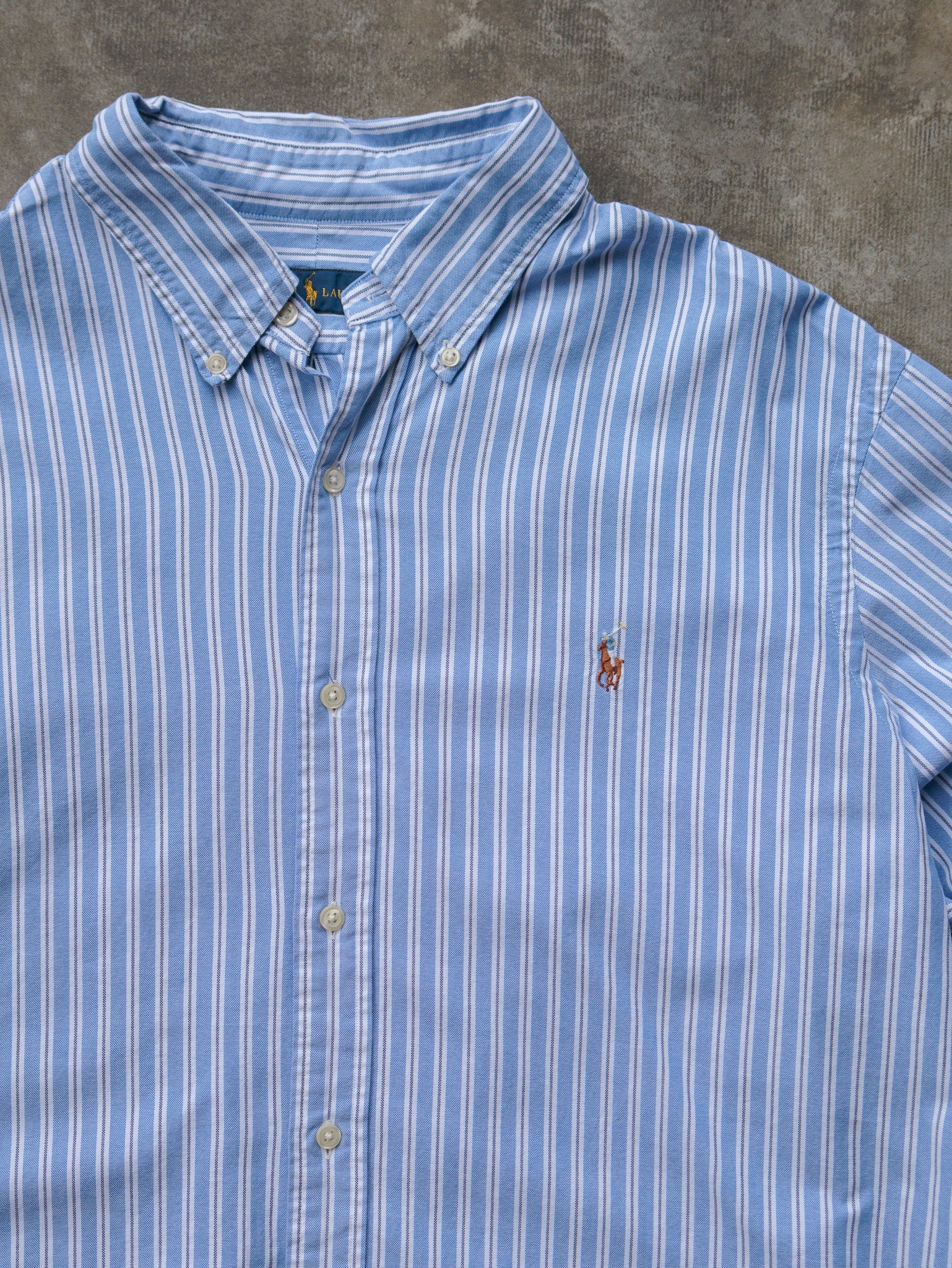 Vintage 00s Blue Ralph Lauren Striped Shirt (XL)
