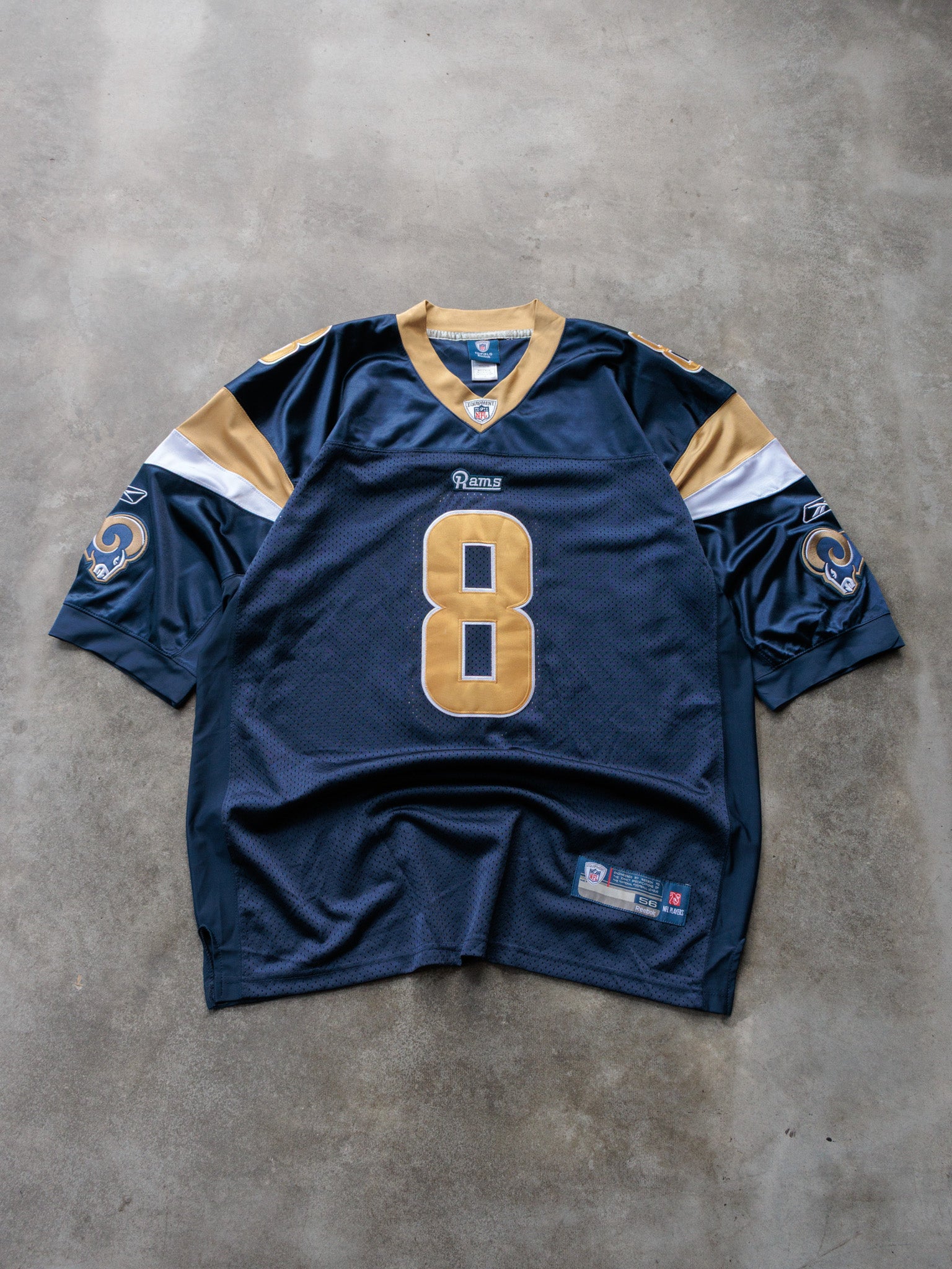 Vintage Navy Reebok St. Louis Rams Bradford Jersey (2XL)