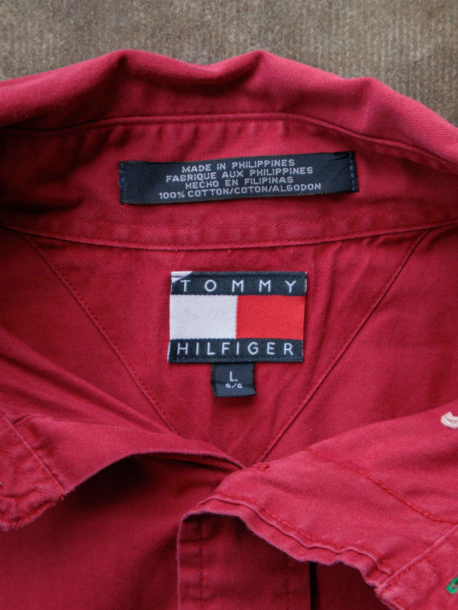 Vintage 00s Red Tommy Hilfiger Shirt (L)