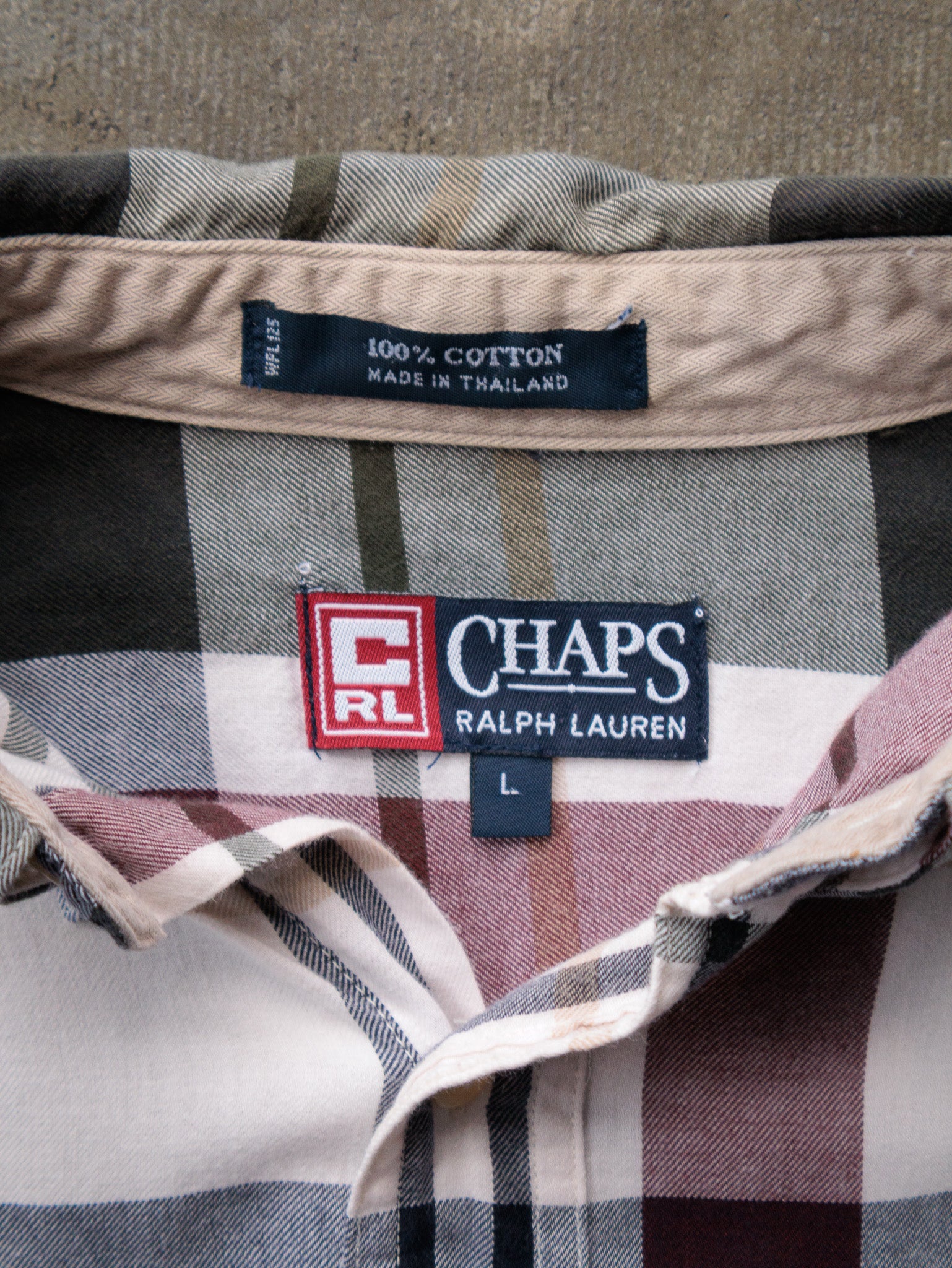 Vintage 00s Grey Chaps Ralph Lauren Plaid Shirt (L)