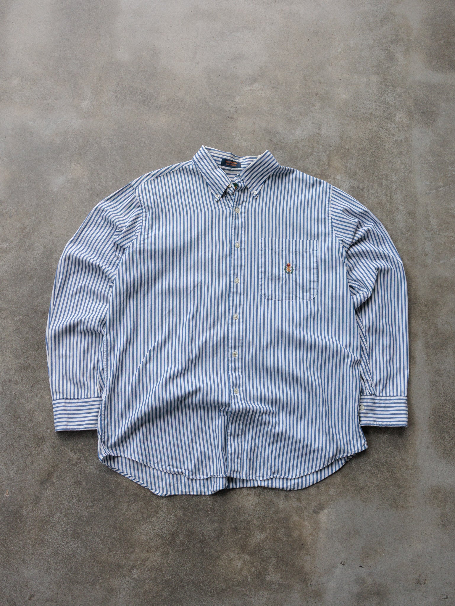 Vintage 90s Blue Striped Chaps Ralph Lauren Shirt (XL)