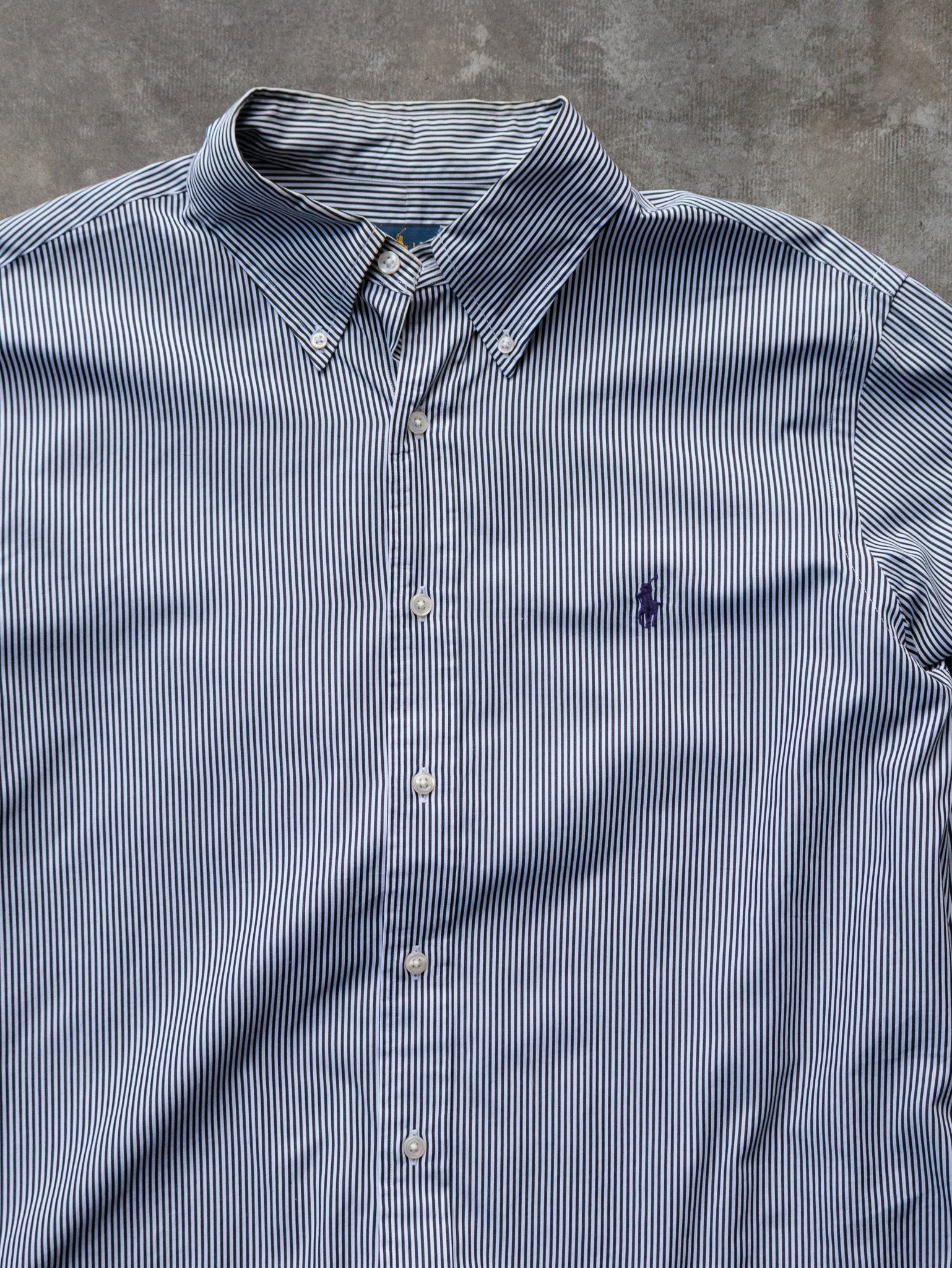 Vintage 00s Navy Striped Ralph Lauren Shirt (L)