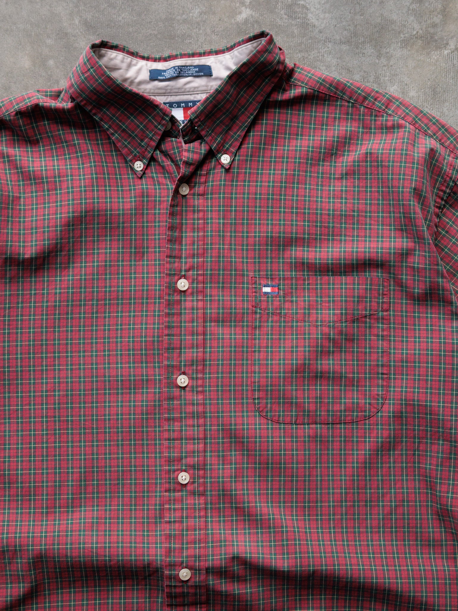 Vintage 00s Red Tommy Hilfiger Plaid Shirt (XL)