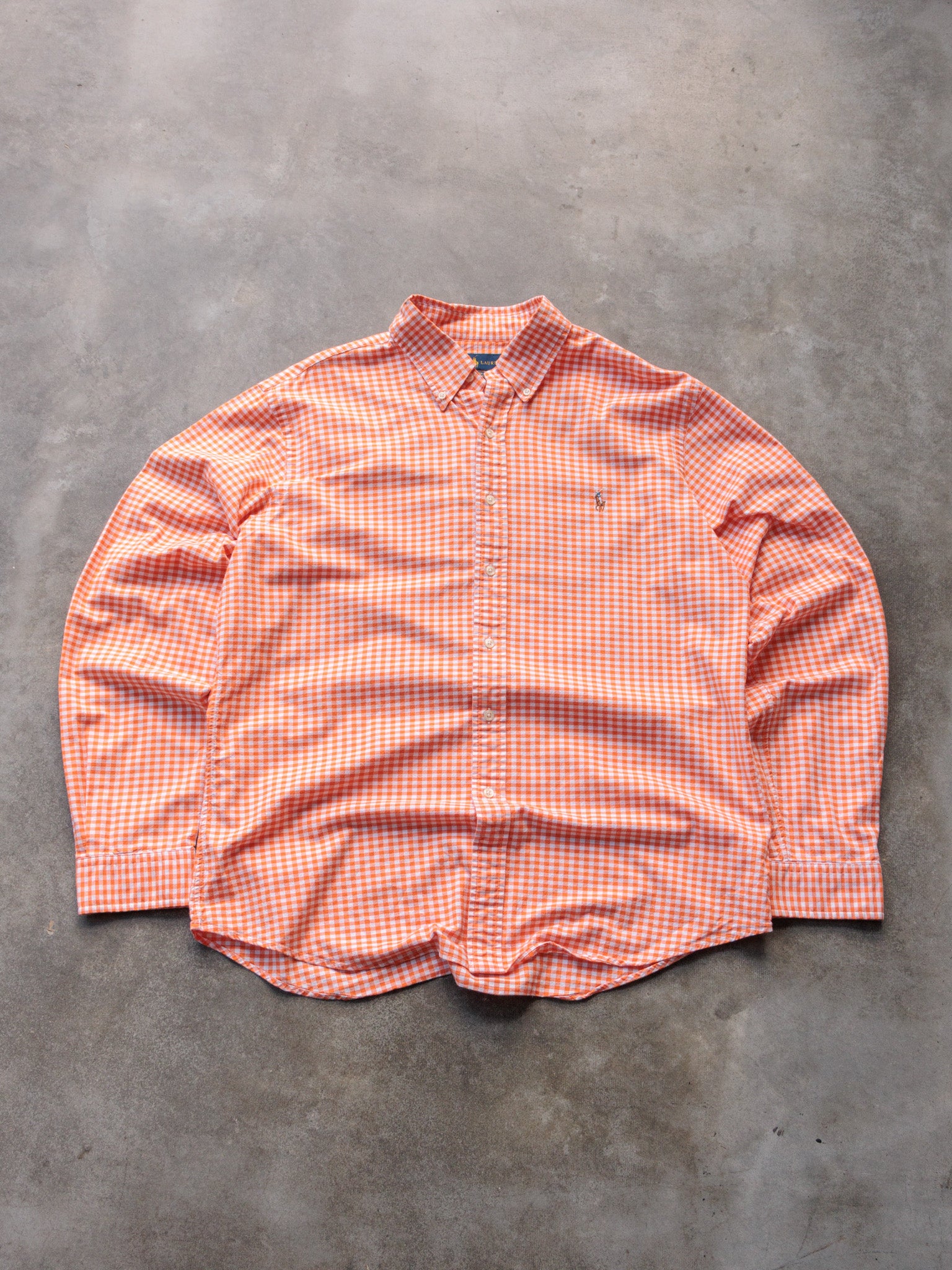 Vintage Orange Gingham Ralph Lauren Shirt (XL)