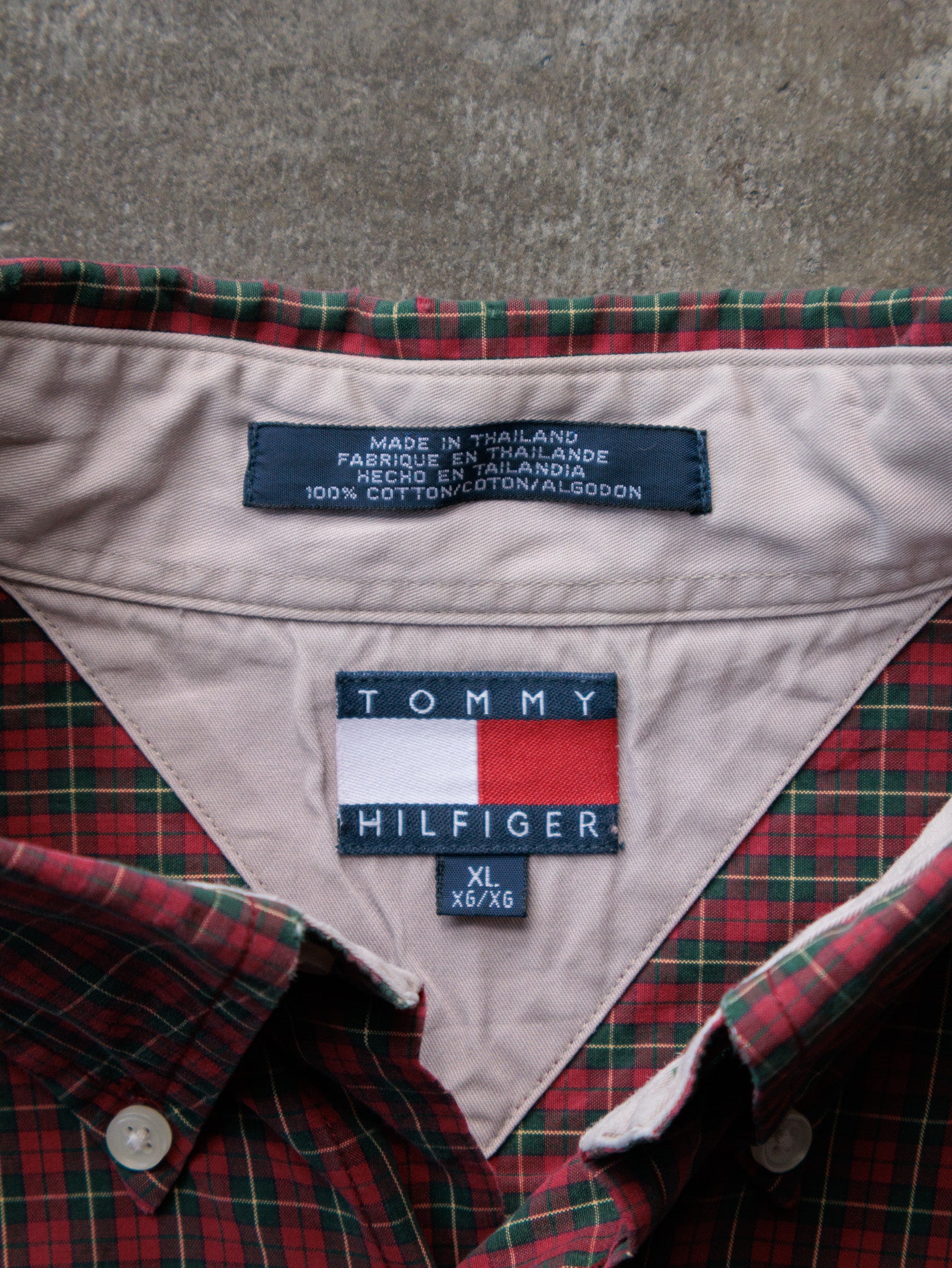 Vintage 00s Red Tommy Hilfiger Plaid Shirt (XL)
