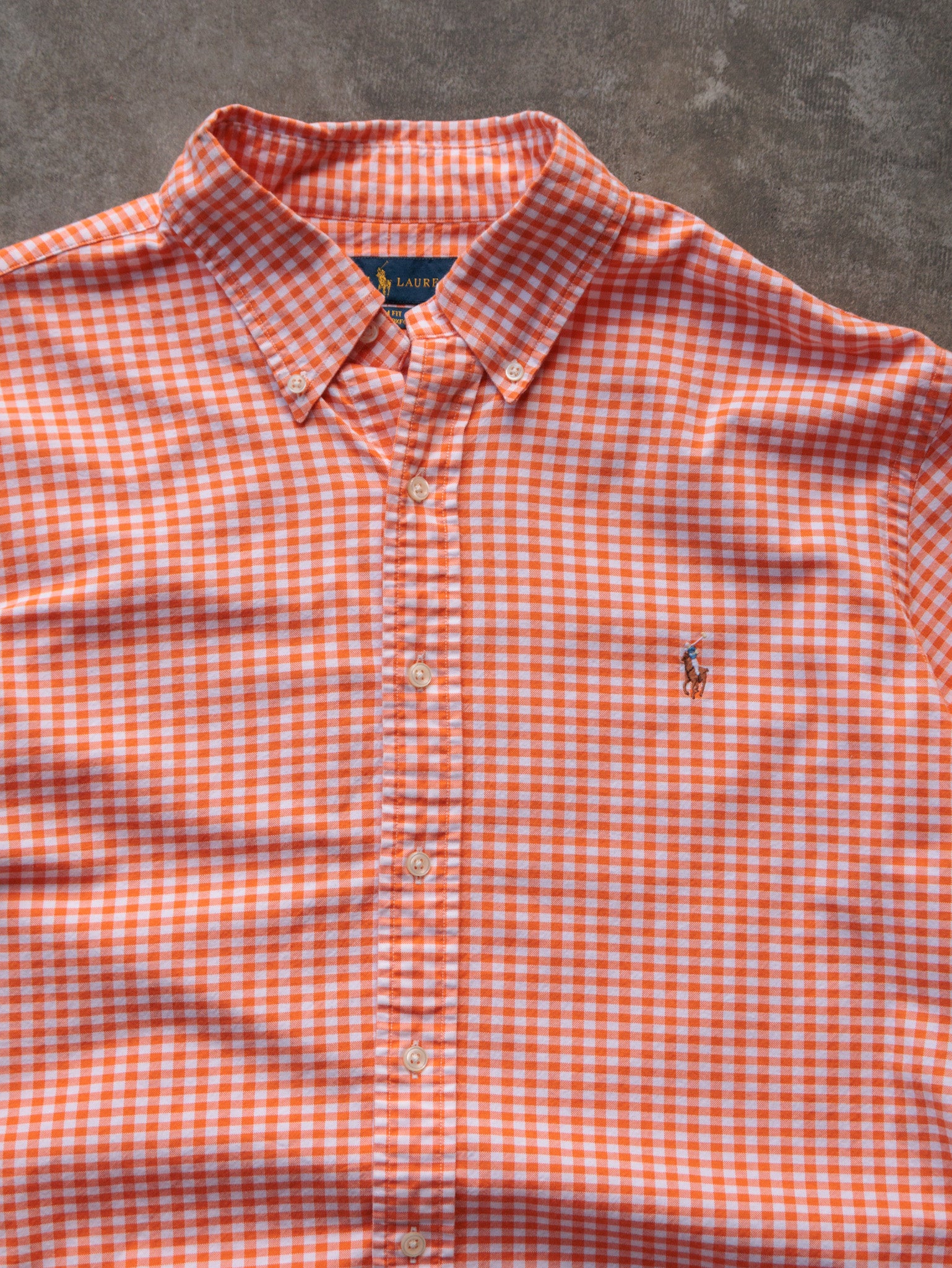 Vintage Orange Gingham Ralph Lauren Shirt (XL)