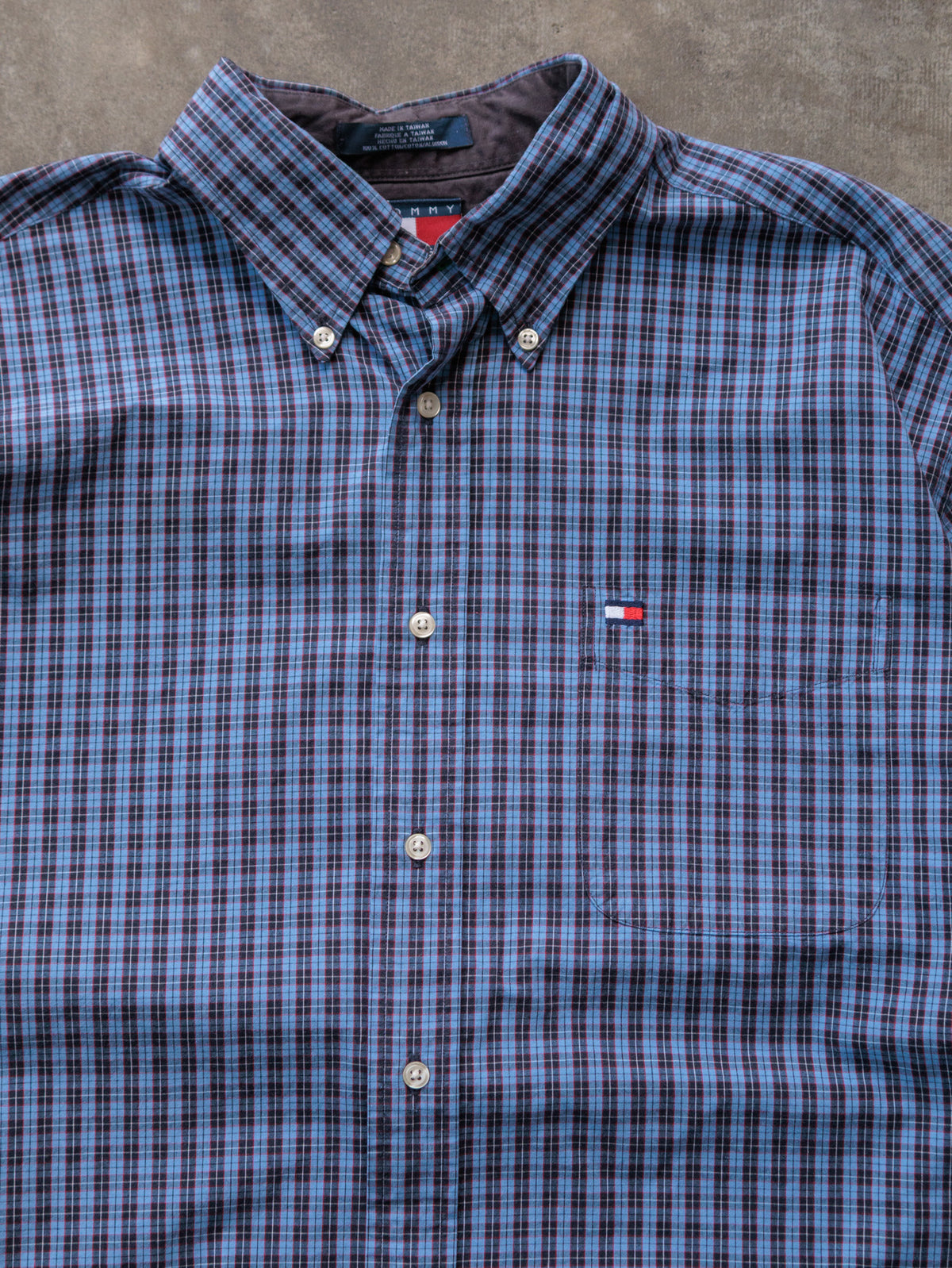 Vintage 90s Blue Plaid Tommy Hilfiger Shirt (L)
