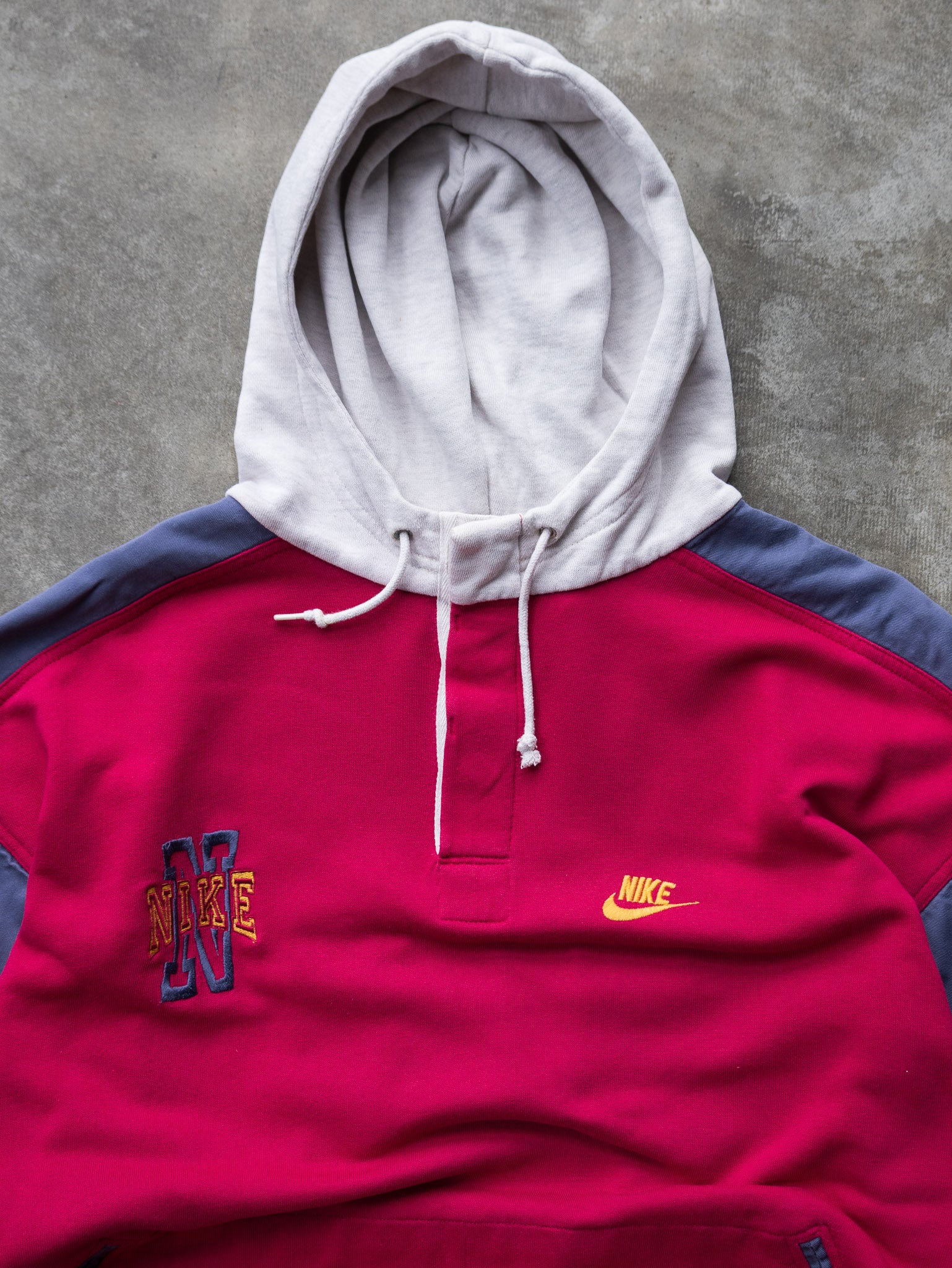 Vintage 90s Red & Blue Nike Hoodie (L)