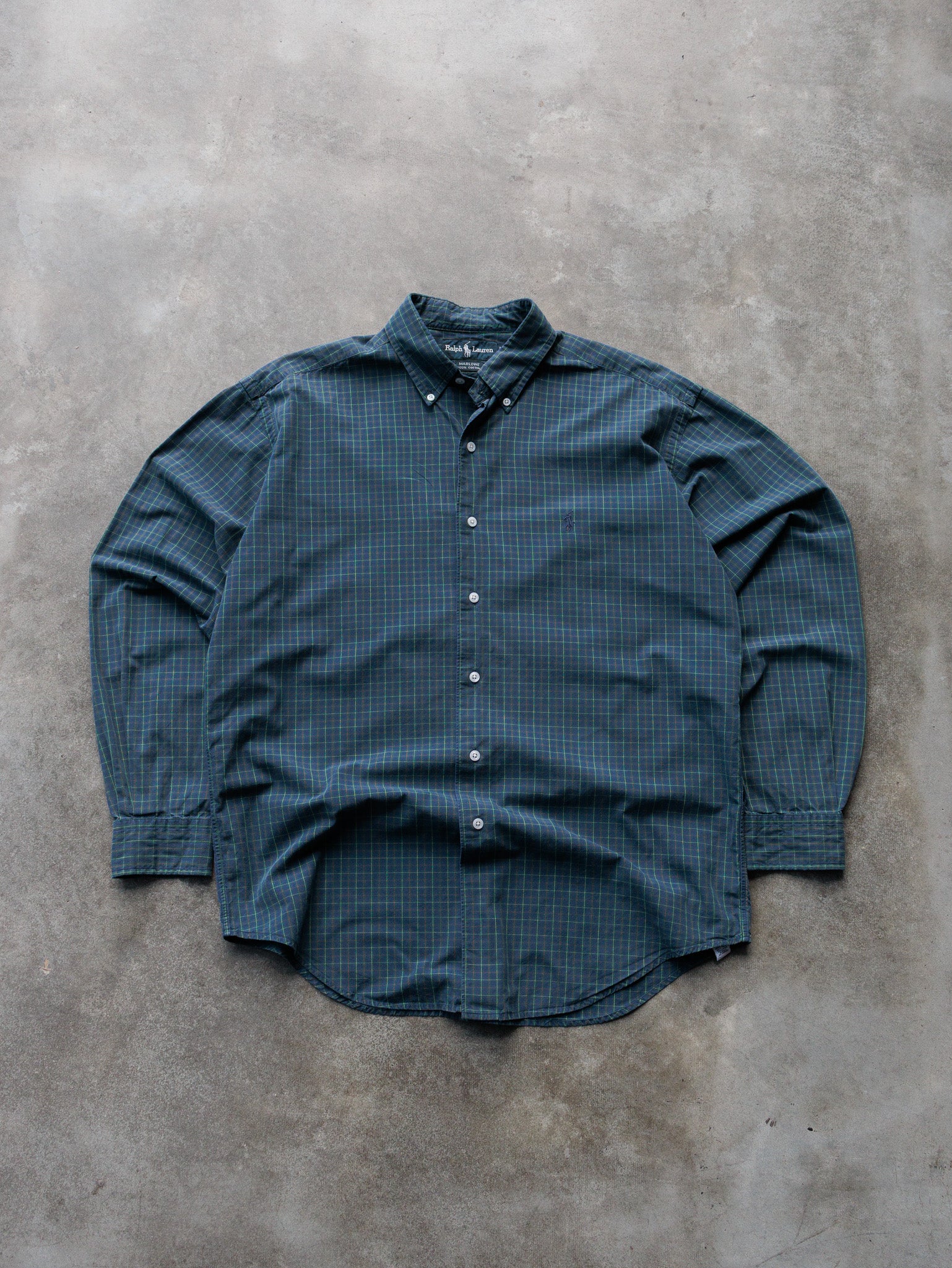 Vintage 00s Navy Ralph Lauren Plaid Shirt (M)
