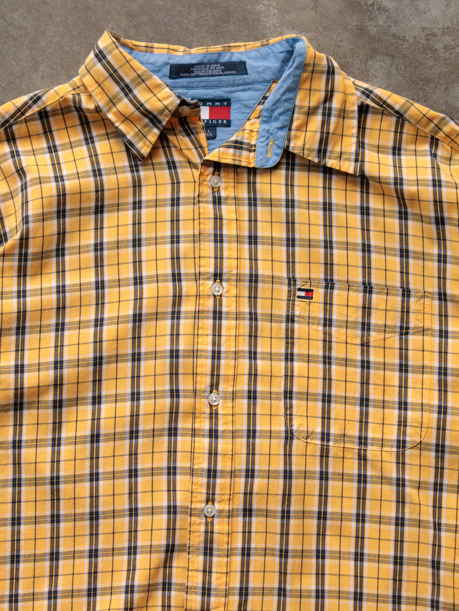 Vintage 00s Yellow Plaid Tommy Hilfiger Shirt (L)