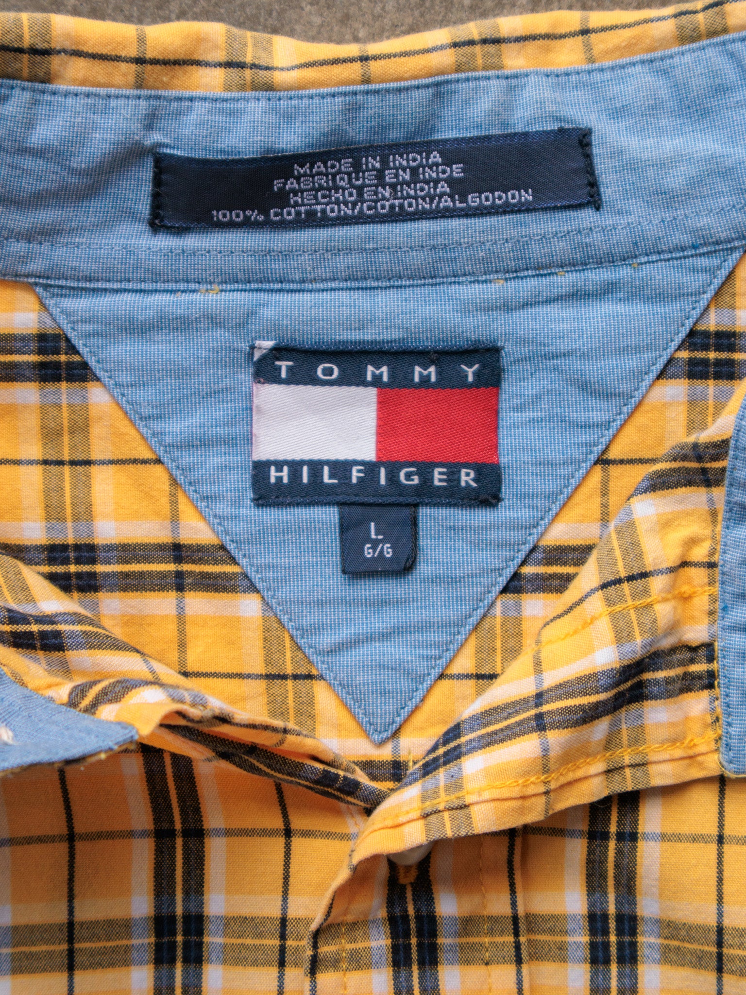 Vintage 00s Yellow Plaid Tommy Hilfiger Shirt (L)