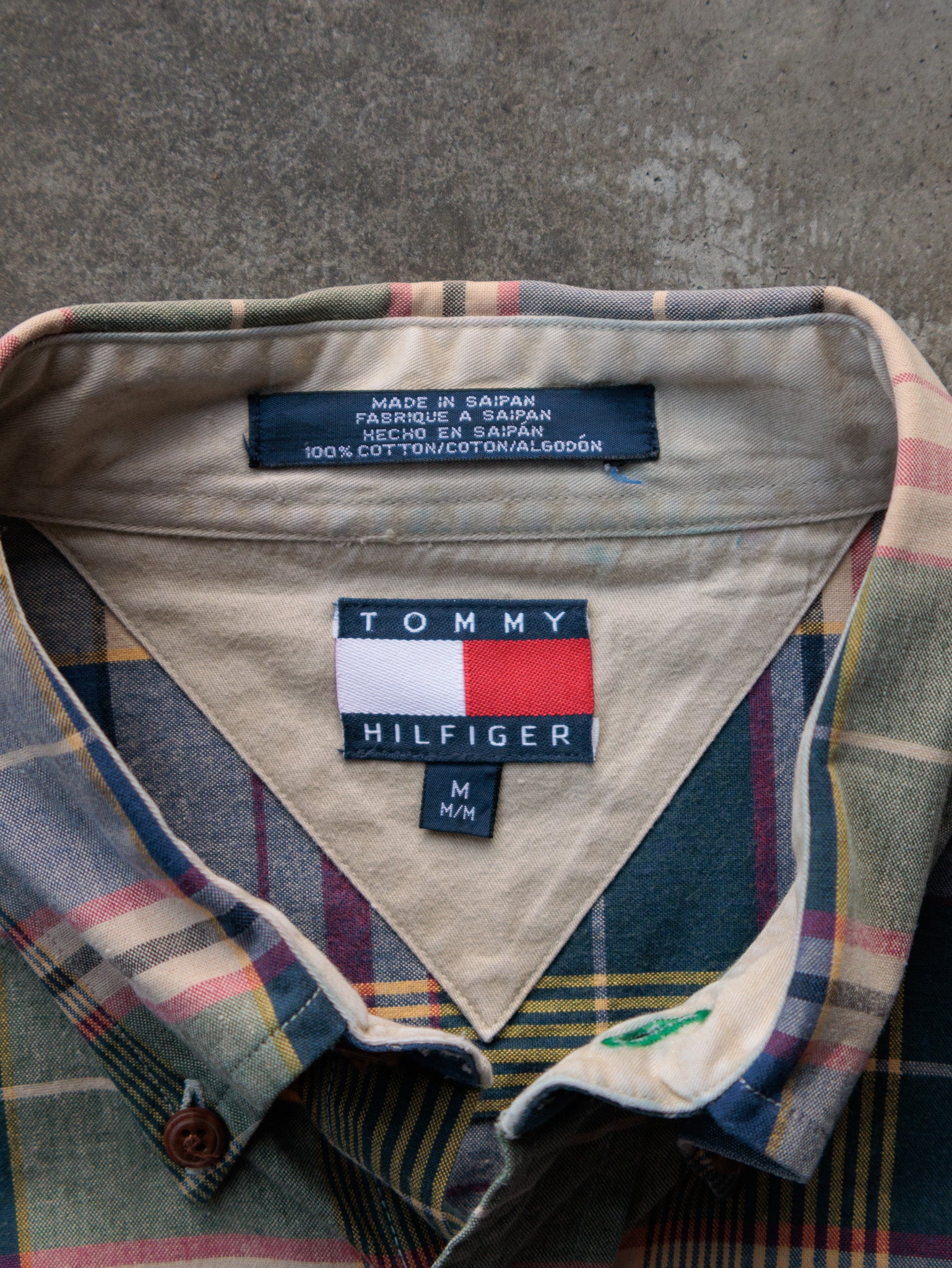 Vintage 90s Blue Plaid Tommy Hilfiger Shirt (M)