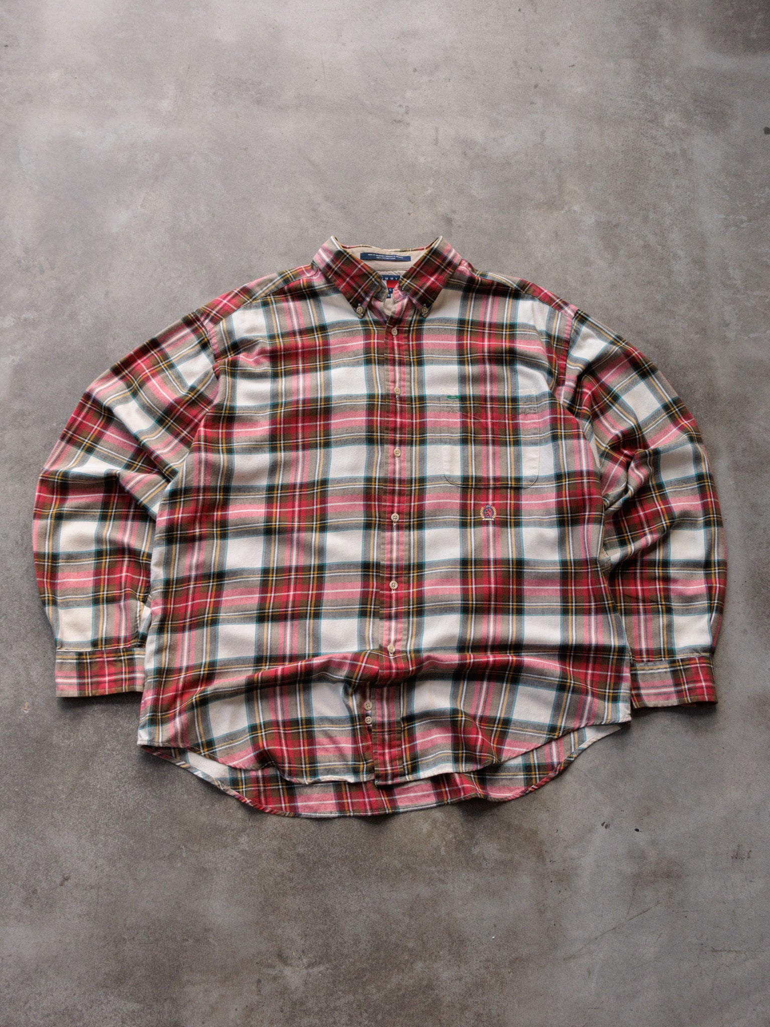 Vintage 90s Multicolor Plaid Tommy Hilfiger Flannel Shirt (L)
