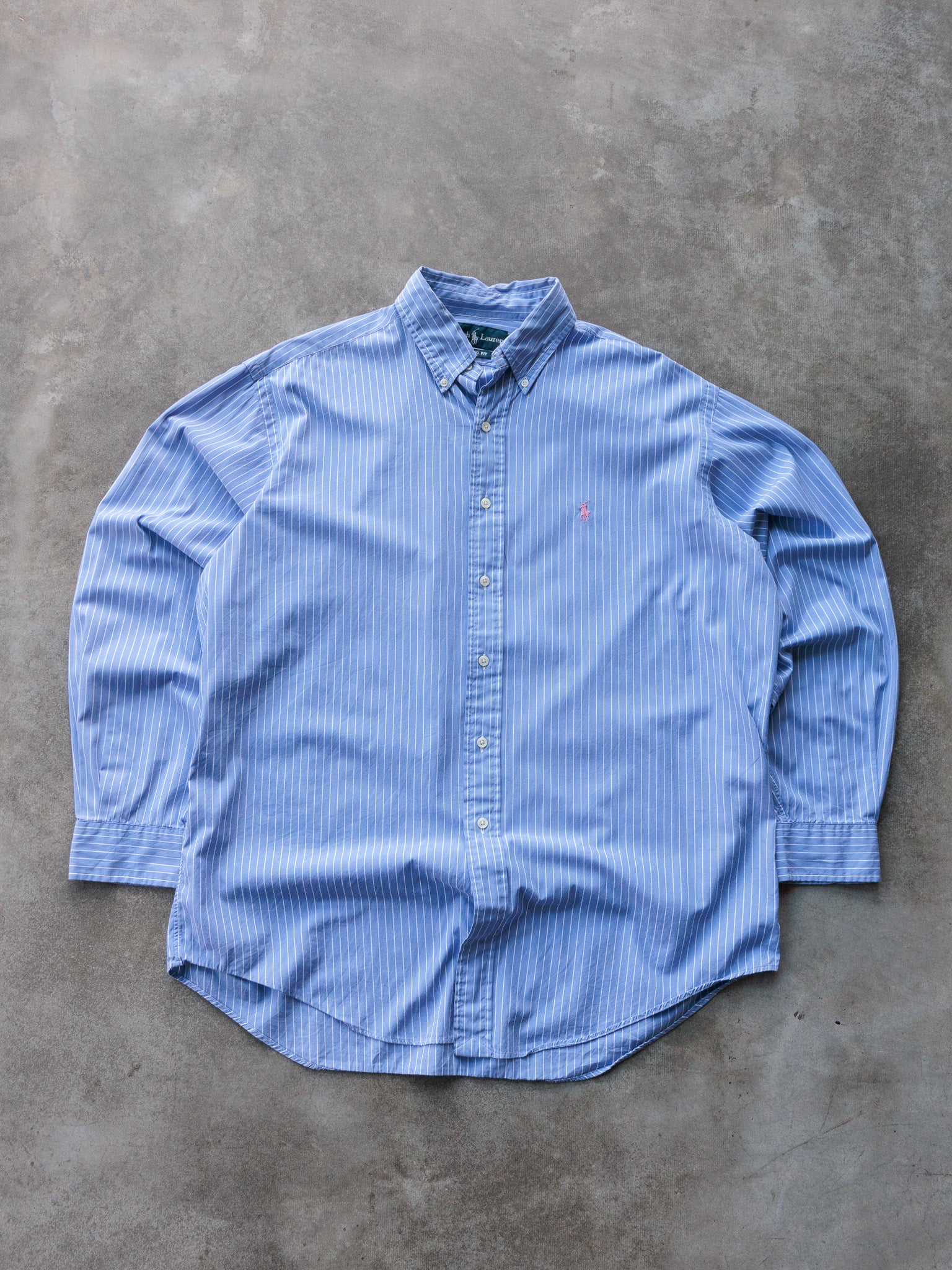 Vintage 00s Blue Ralph Lauren Striped Shirt (L)