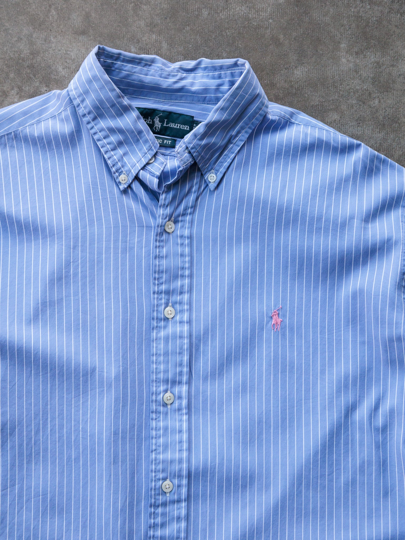 Vintage 00s Blue Ralph Lauren Striped Shirt (L)
