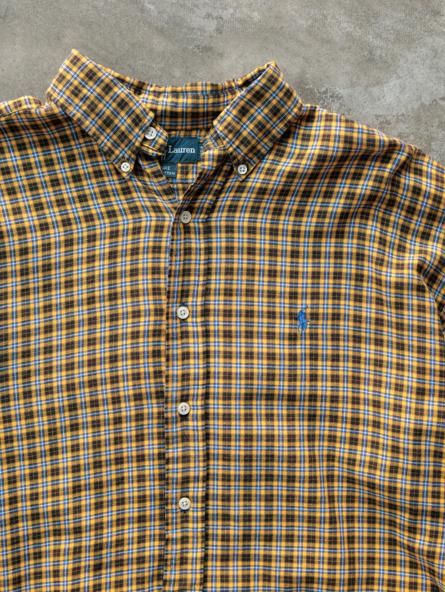Vintage Yellow Plaid Ralph Lauren Shirt (L)