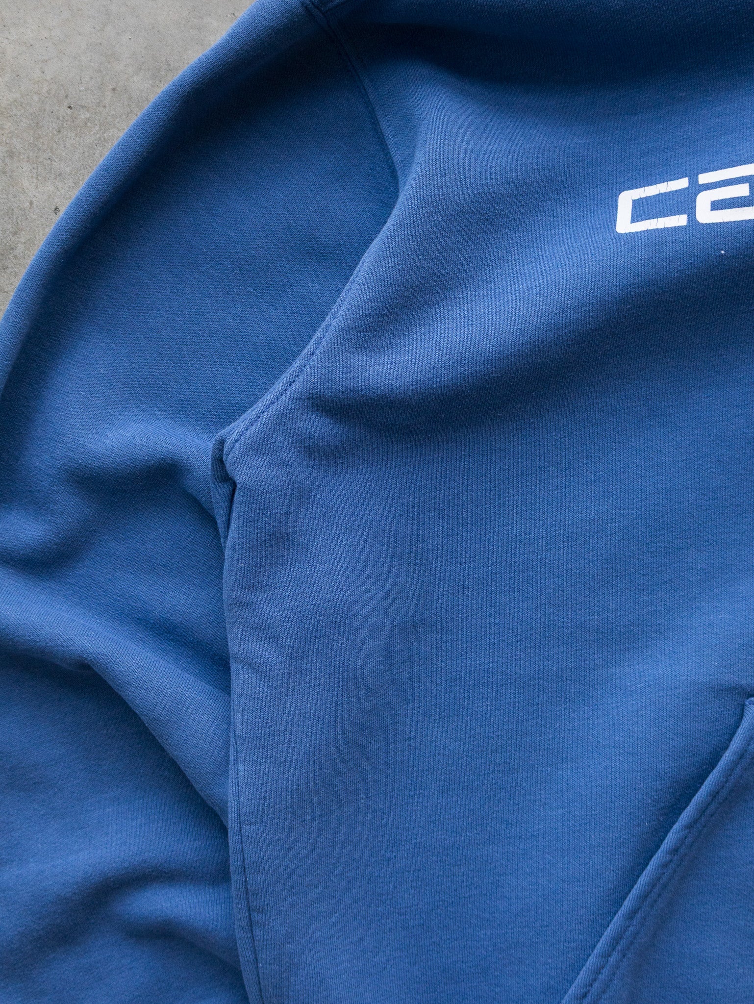 Vintage Blue Carhartt Spell Out Hoodie (L)