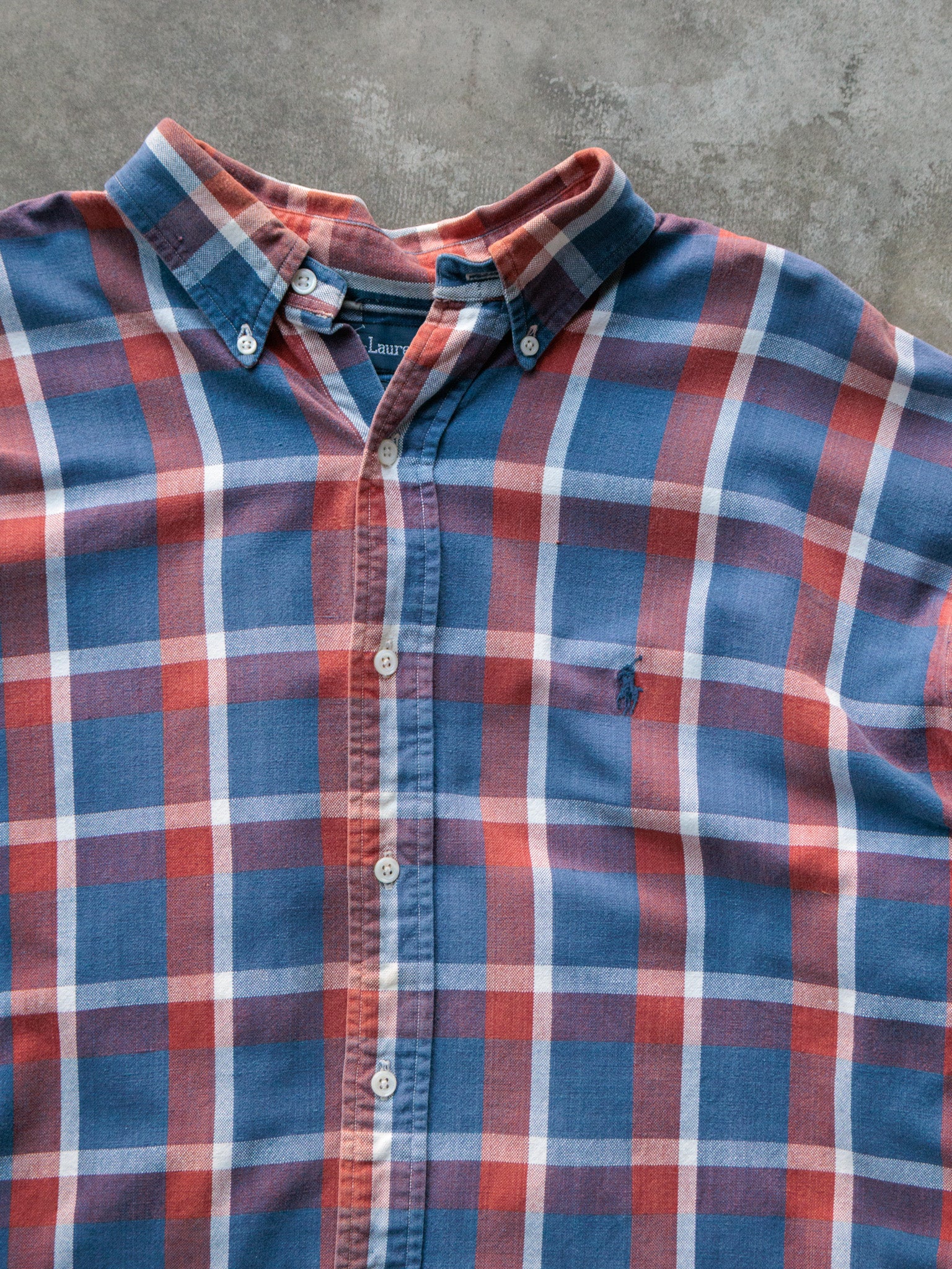 Vintage Blue Plaid Ralph Lauren Shirt (XL)