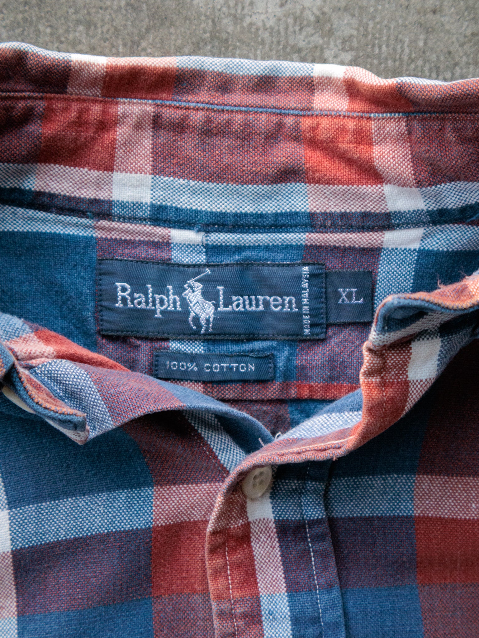 Vintage Blue Plaid Ralph Lauren Shirt (XL)