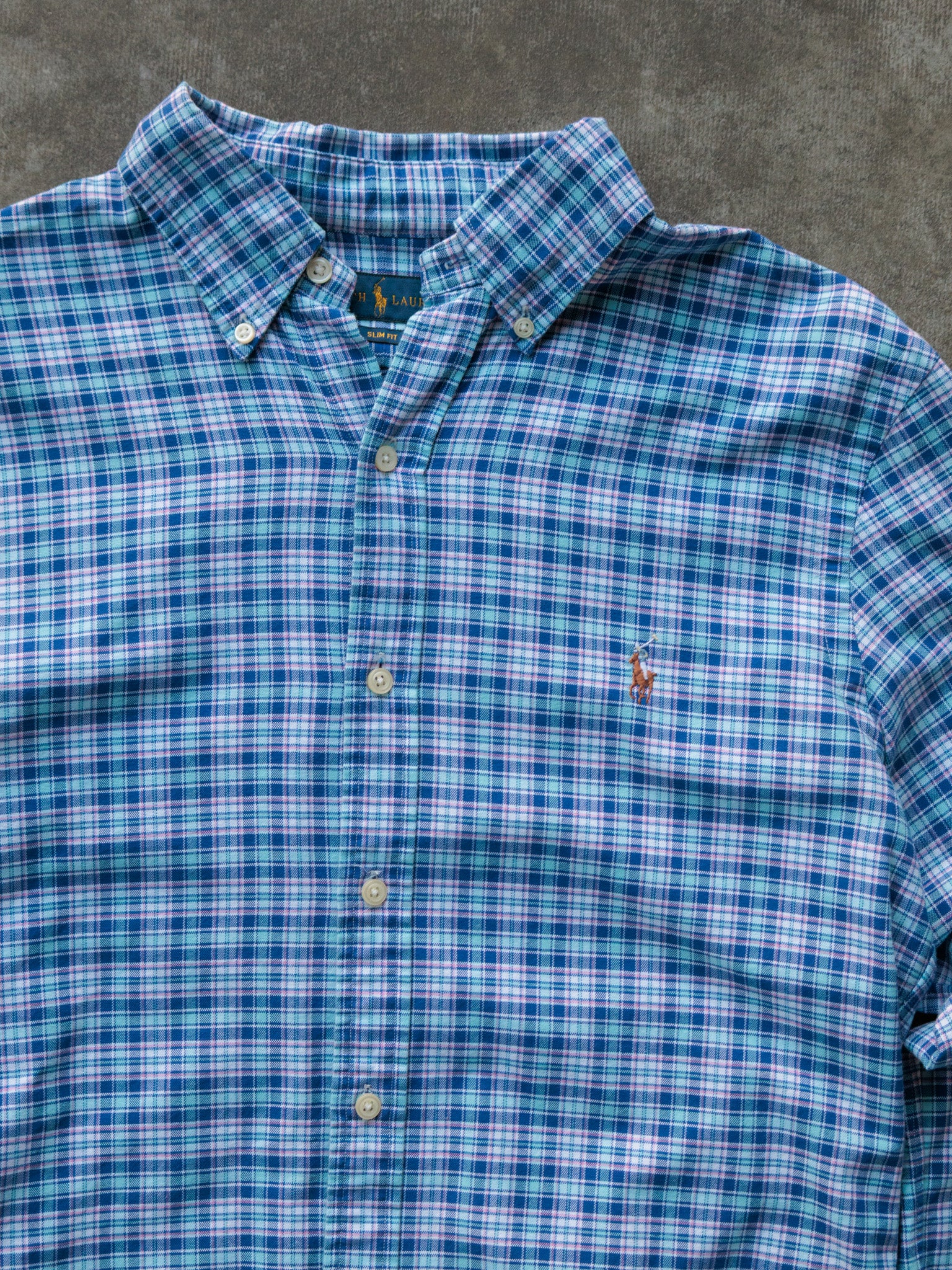 Vintage Blue Plaid Ralph Lauren Shirt (M)