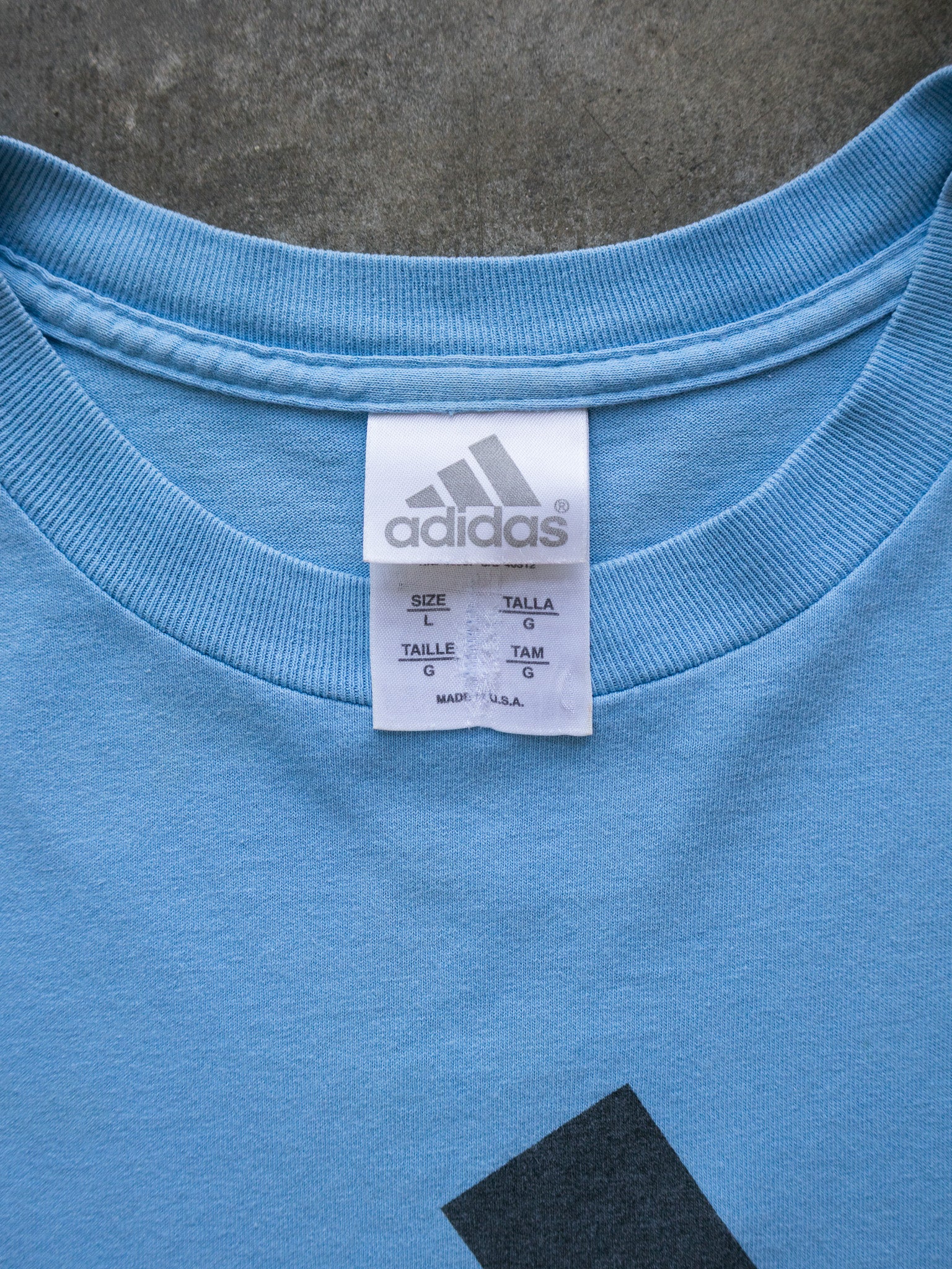 Vintage 90s Light Blue Adidas Logo Tee (L)