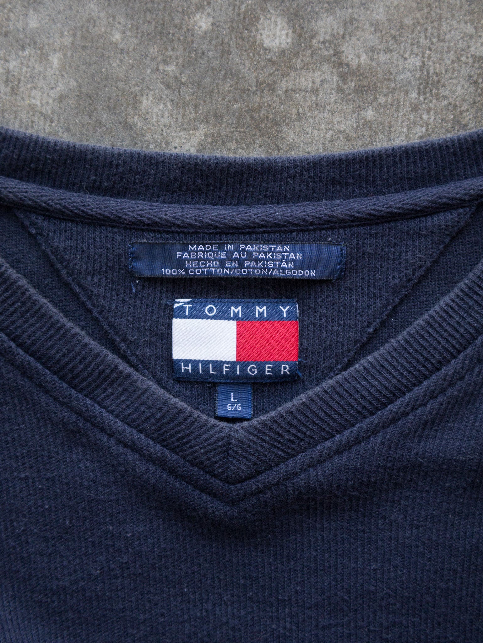 Vintage 00s Navy Tommy Hilfiger Panel Sweatshirt (L)