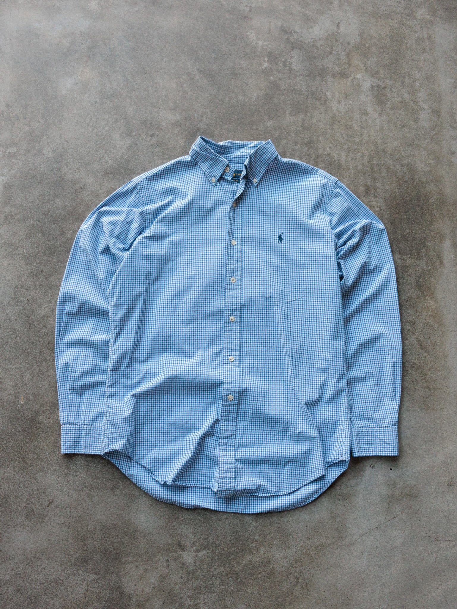 Vintage Blue Check Ralph Lauren Shirt (M)