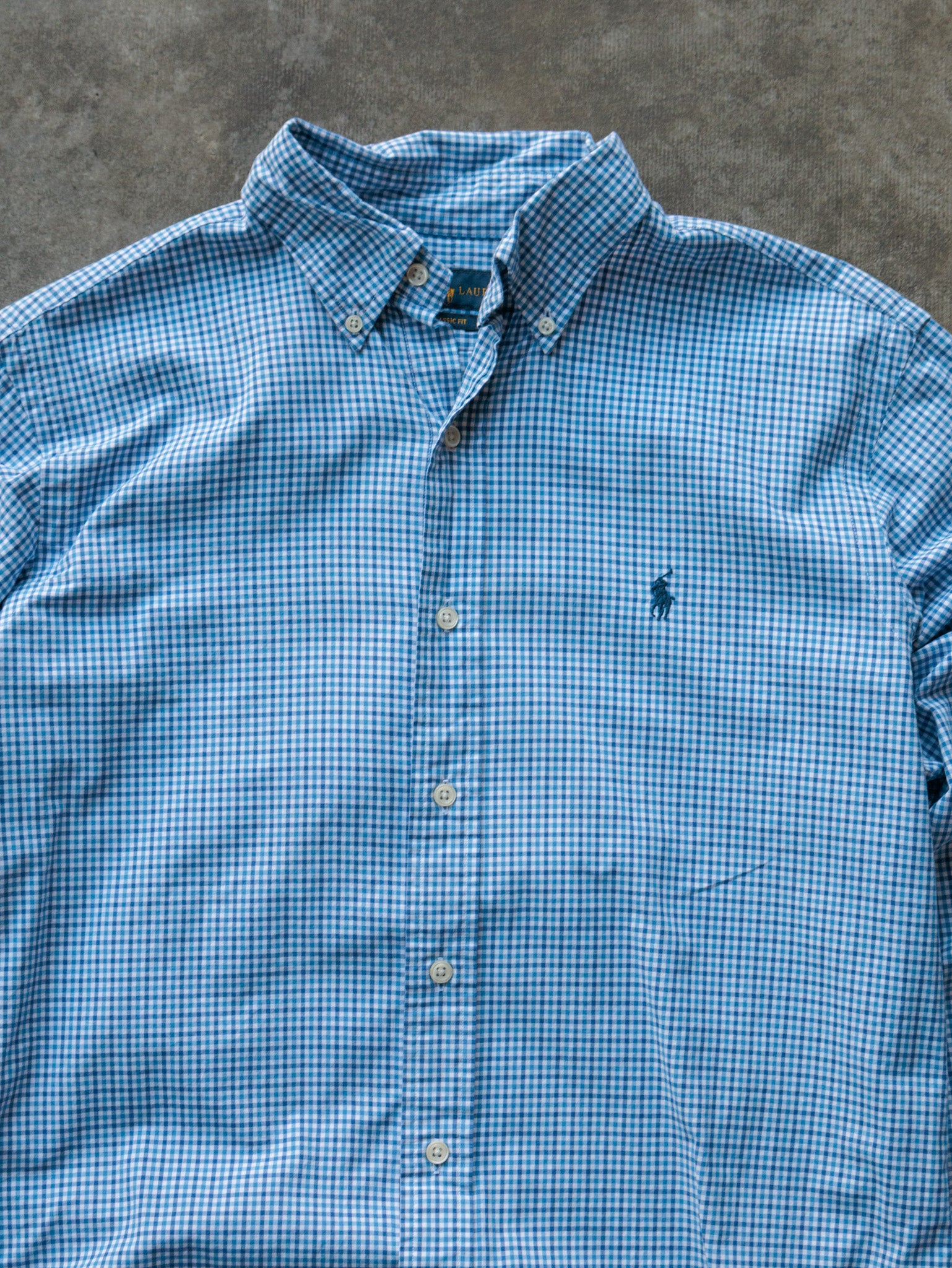 Vintage Blue Check Ralph Lauren Shirt (M)