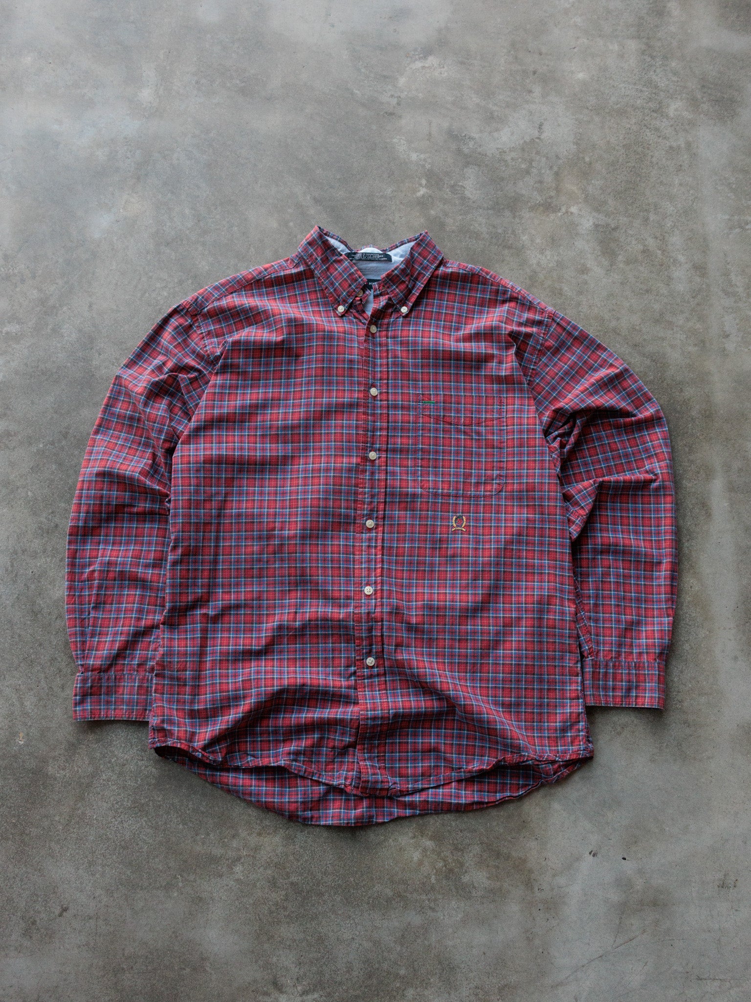 Vintage Red Plaid Tommy Hilfiger Shirt (L)