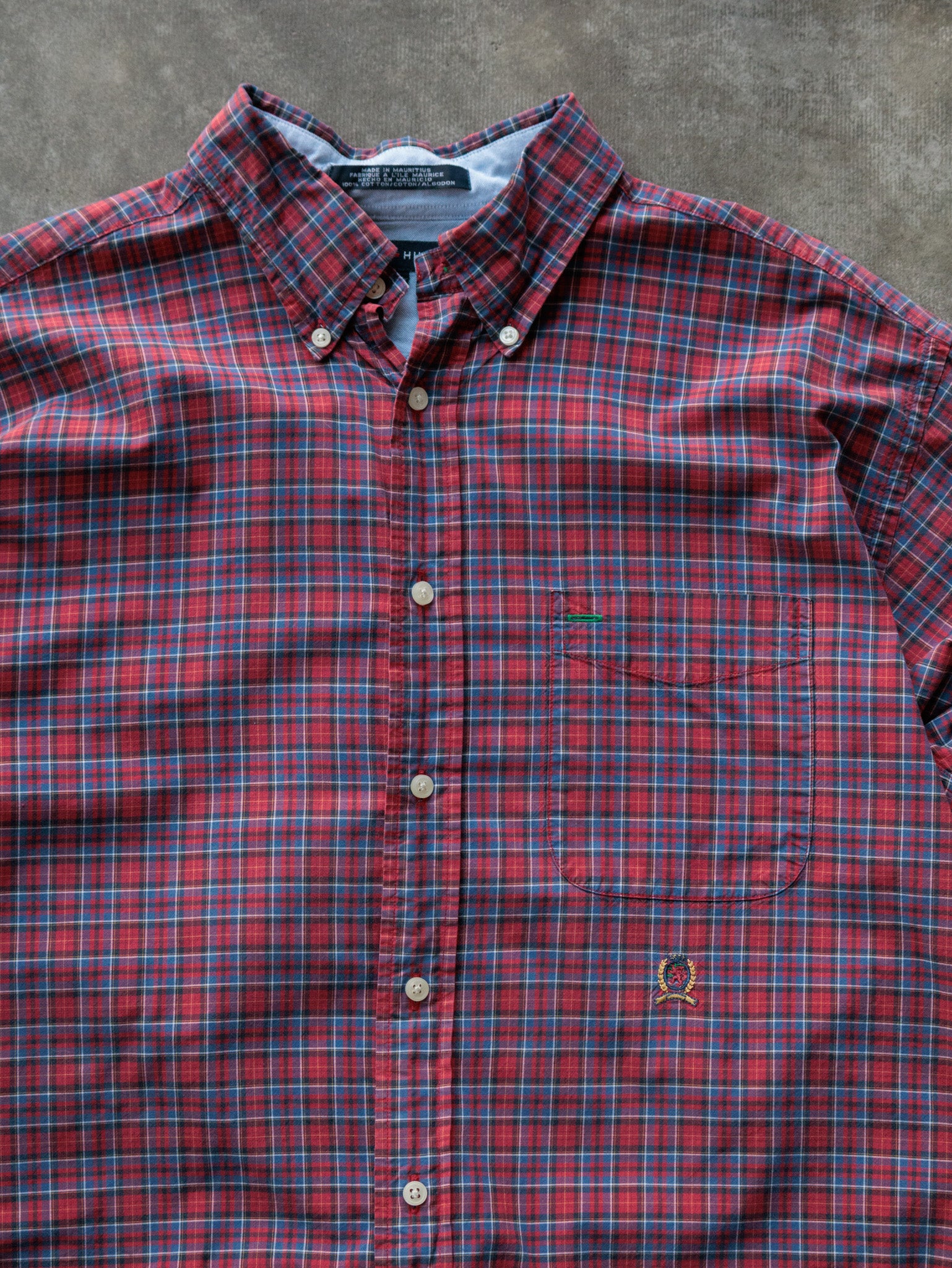 Vintage Red Plaid Tommy Hilfiger Shirt (L)