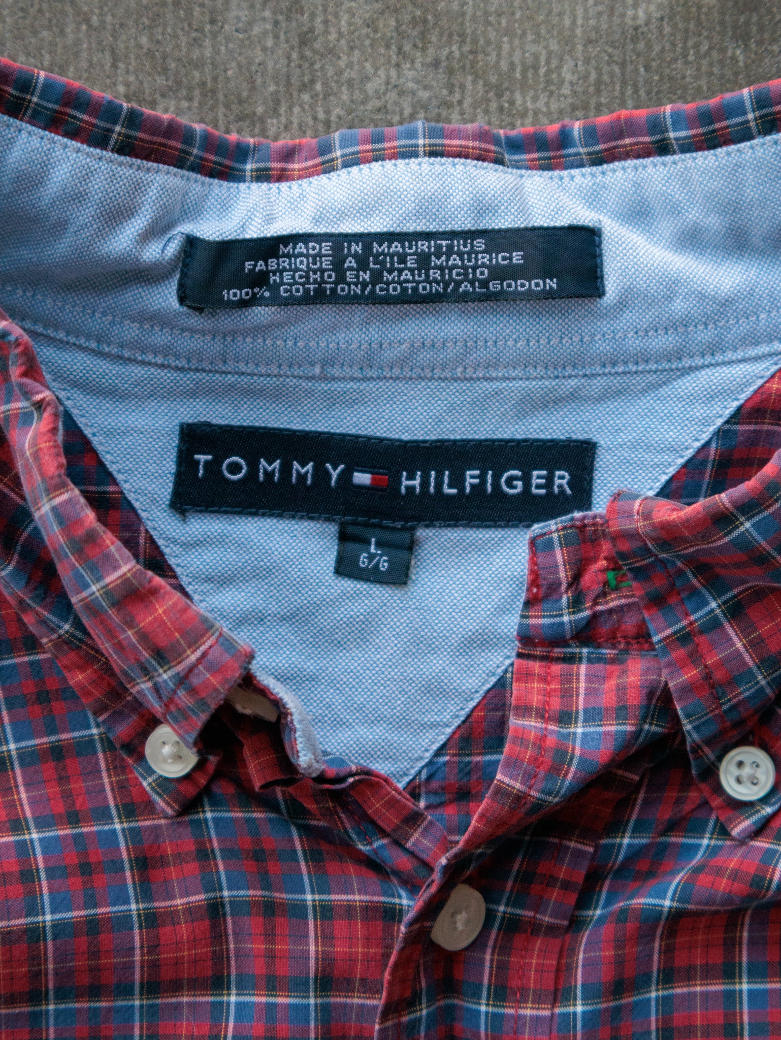 Vintage Red Plaid Tommy Hilfiger Shirt (L)