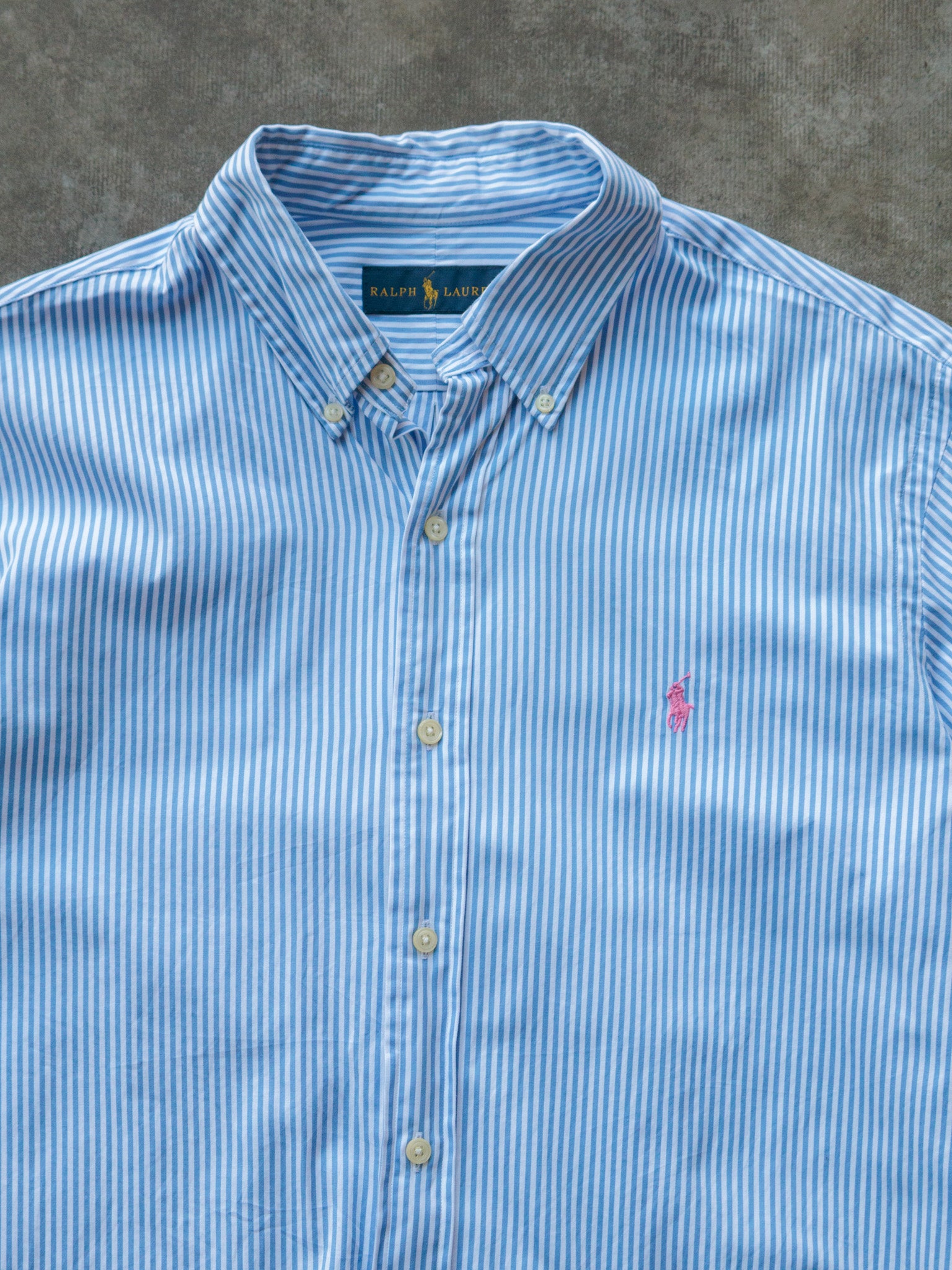 Vintage Blue Striped Ralph Lauren Shirt (L)