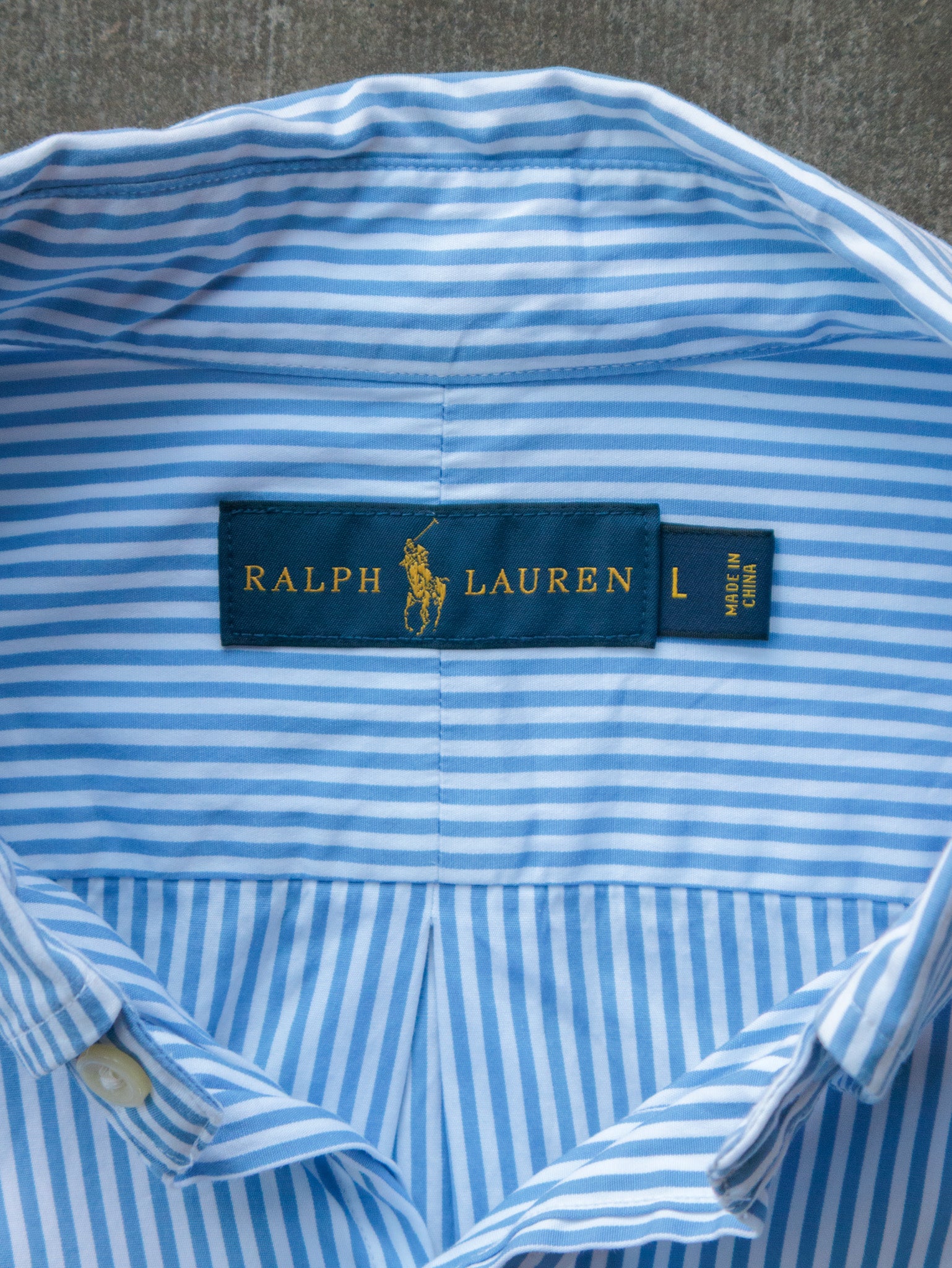 Vintage Blue Striped Ralph Lauren Shirt (L)
