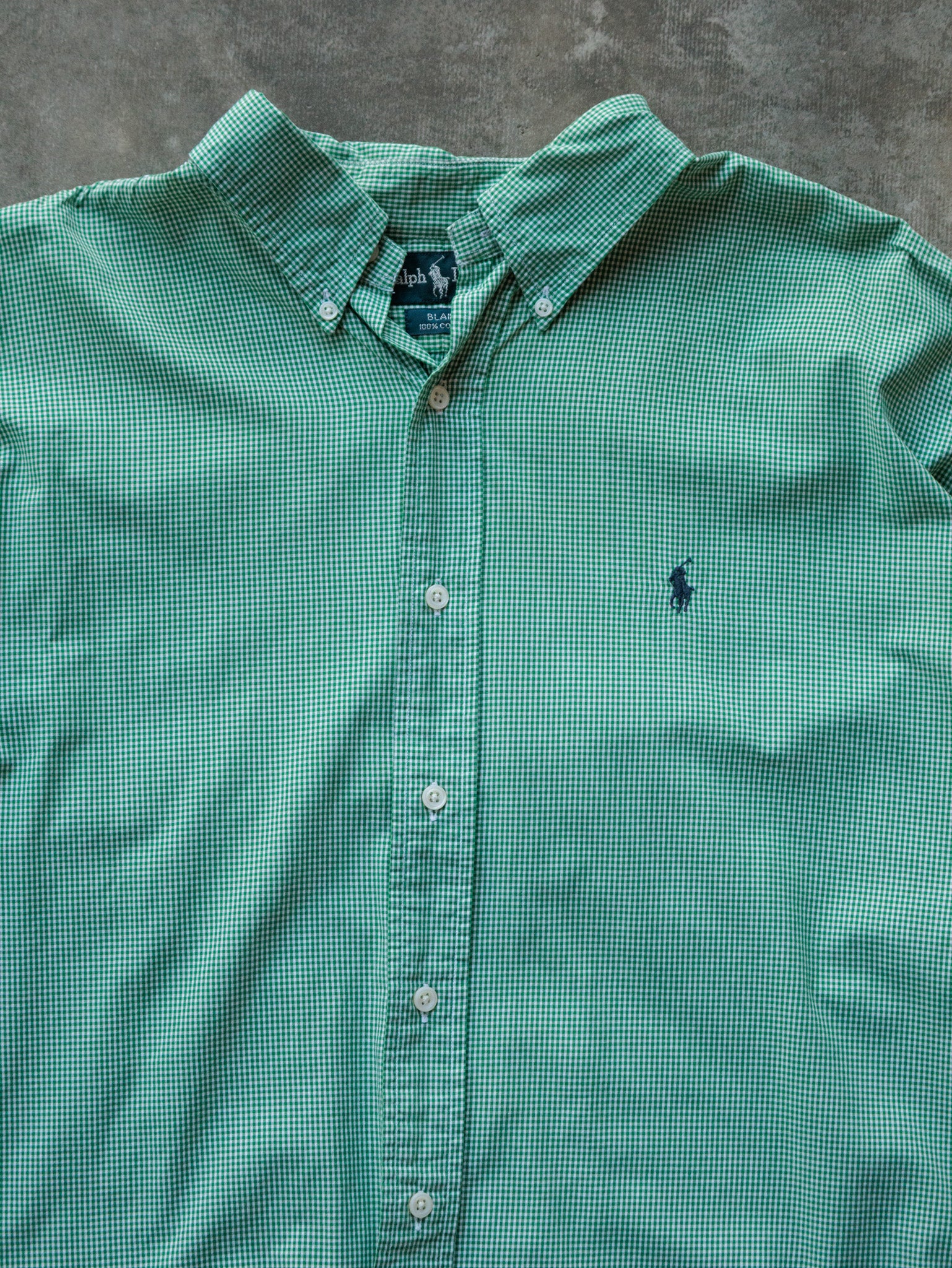 Vintage Green Gingham Ralph Lauren Shirt (XL)