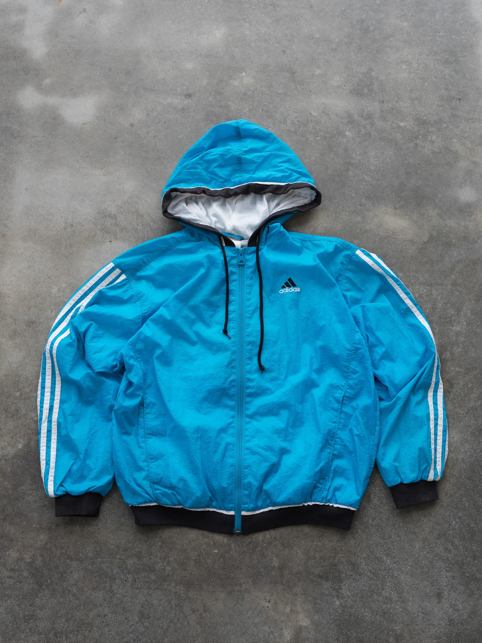 Vintage Blue Adidas Hooded Track Jacket (S)