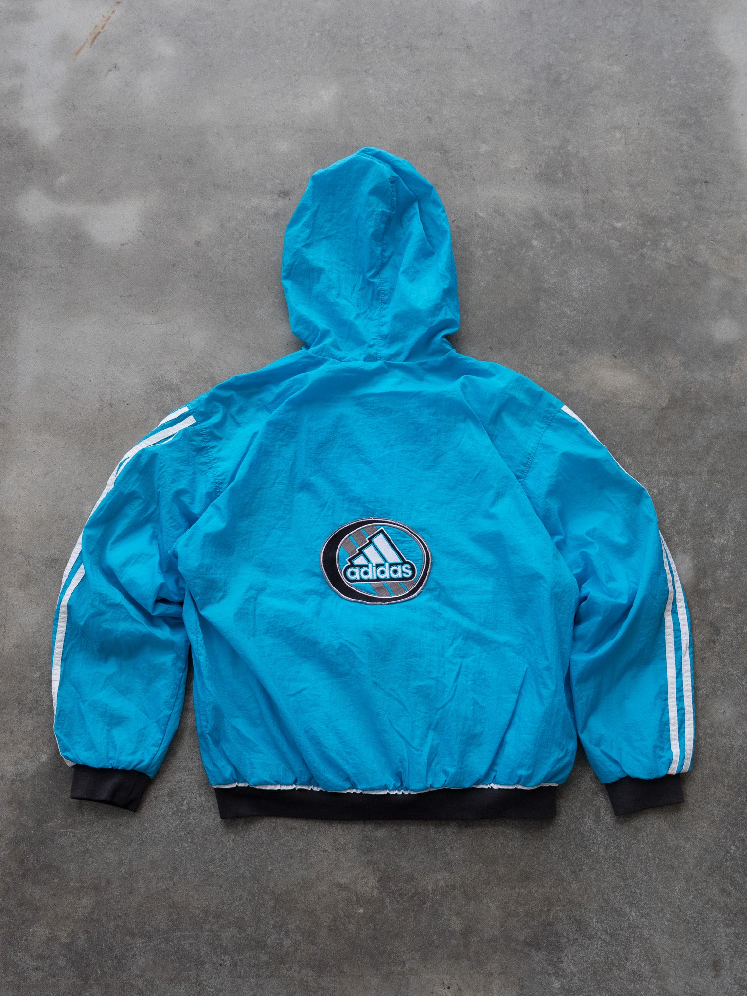 Vintage Blue Adidas Hooded Track Jacket (S)