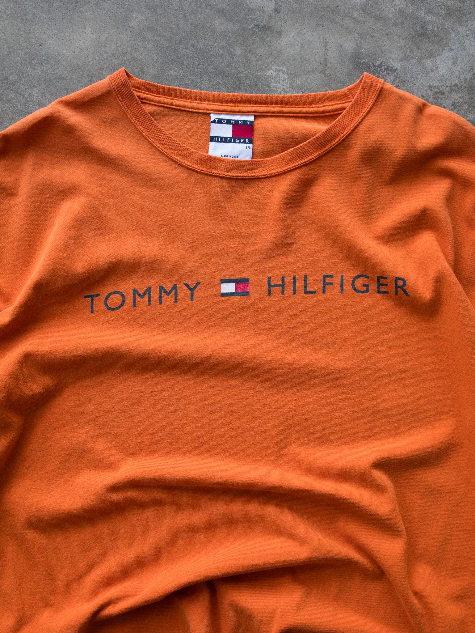 Vintage 90s Orange Tommy Hilfiger Tee (L)