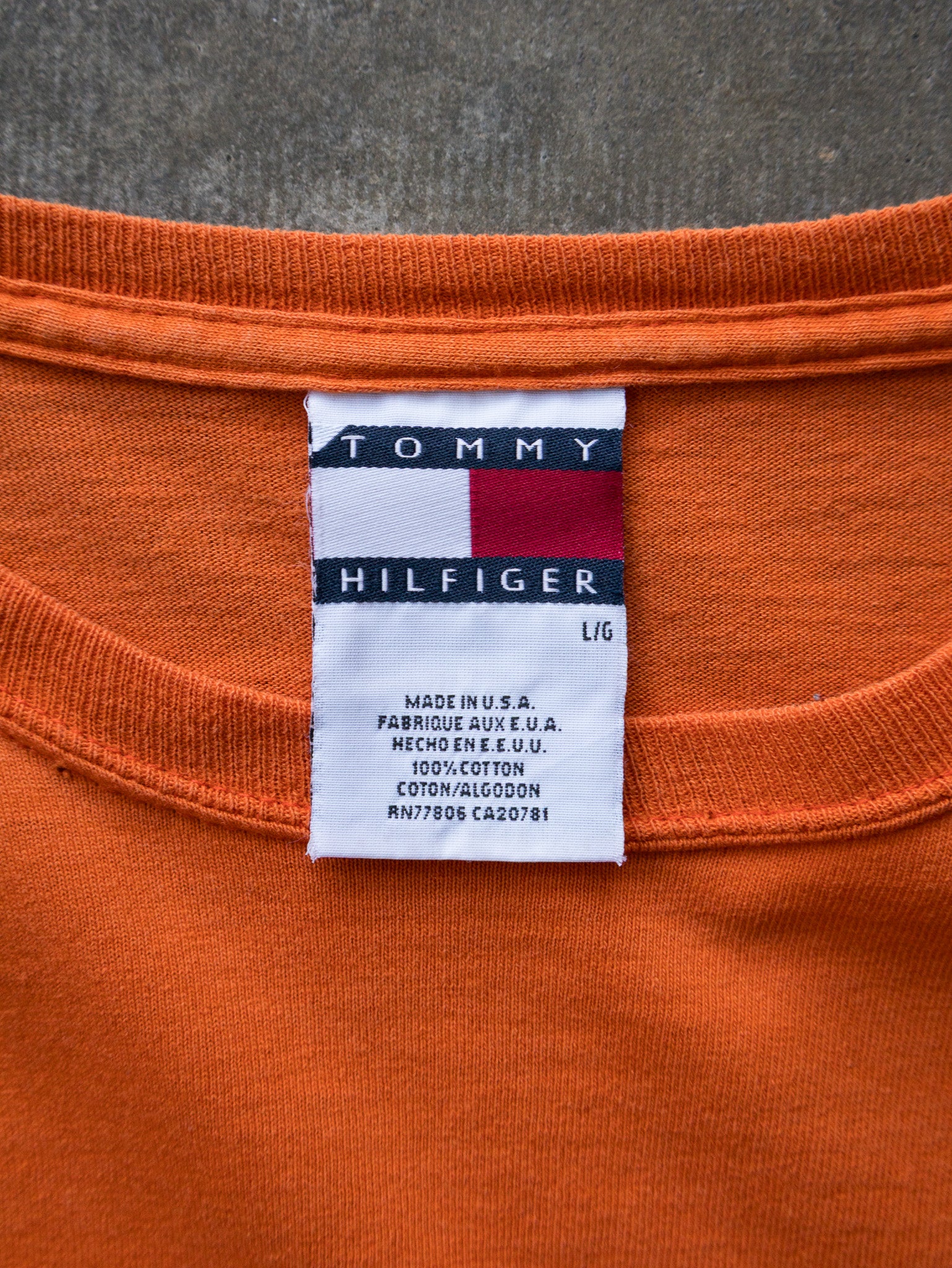 Vintage 90s Orange Tommy Hilfiger Tee (L)