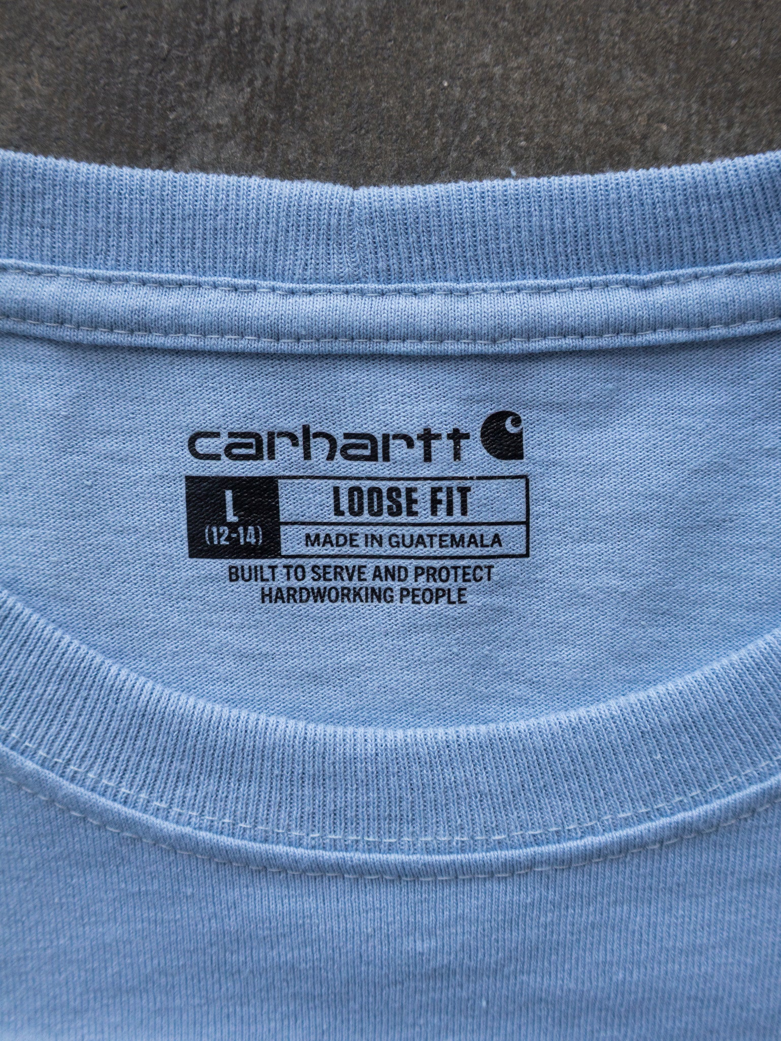 Vintage Light Blue Carhartt Spell Out Long Sleeve (L)