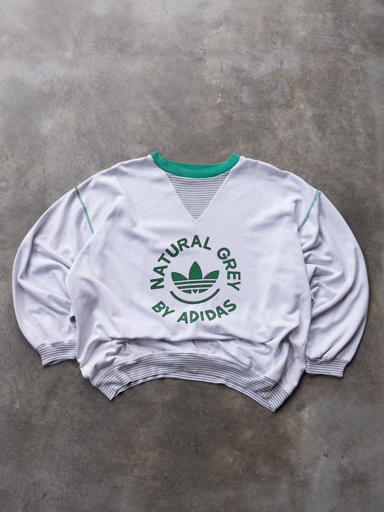 Vintage 90s Natural Grey By Adidas Graphic Sweatshirt (XL)