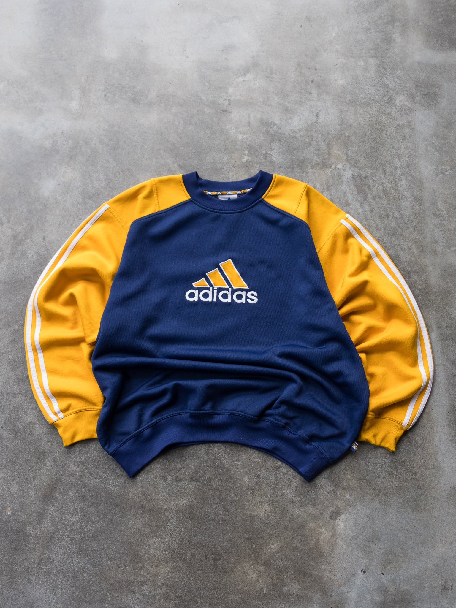Vintage 90s Navy & Yellow Adidas Sweatshirt (L)
