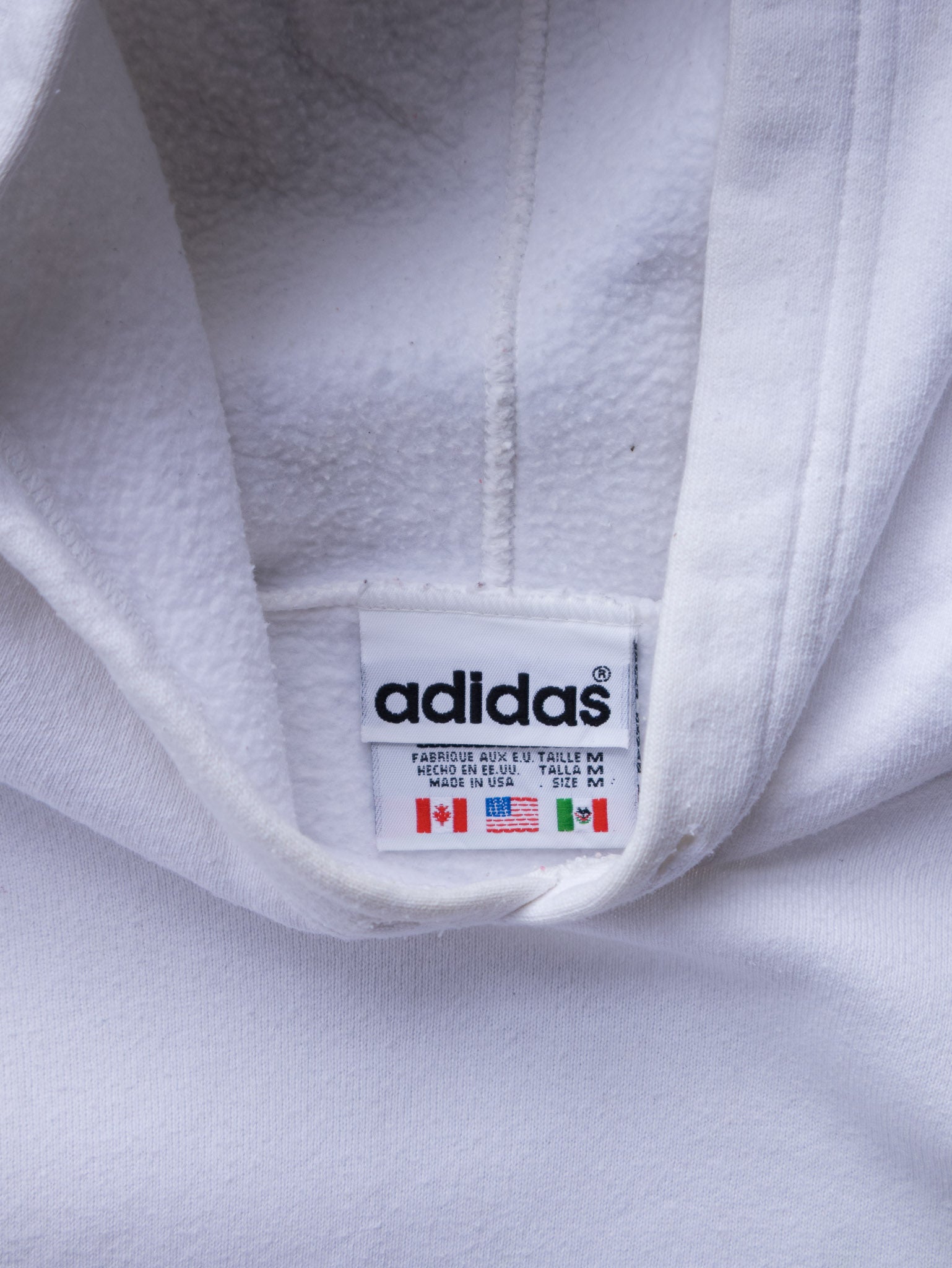 Vintage 90s White Adidas Hoodie (M)