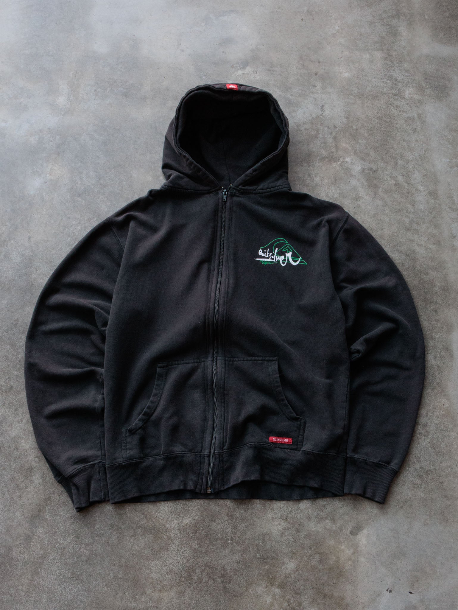 Vintage 00s Black Quiksilver Full Zip Hoodie (L)