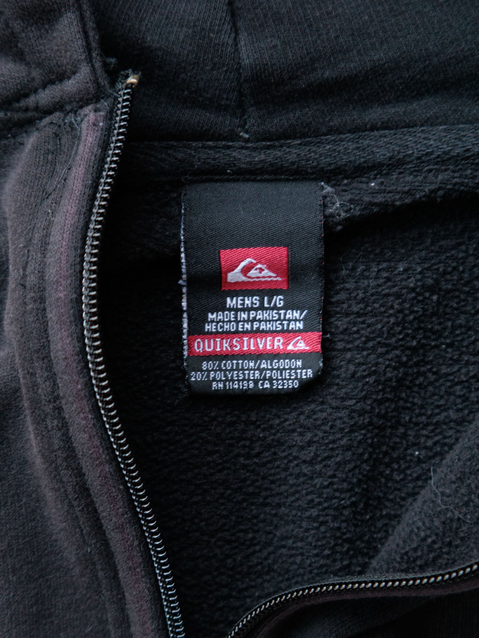 Vintage 00s Black Quiksilver Full Zip Hoodie (L)