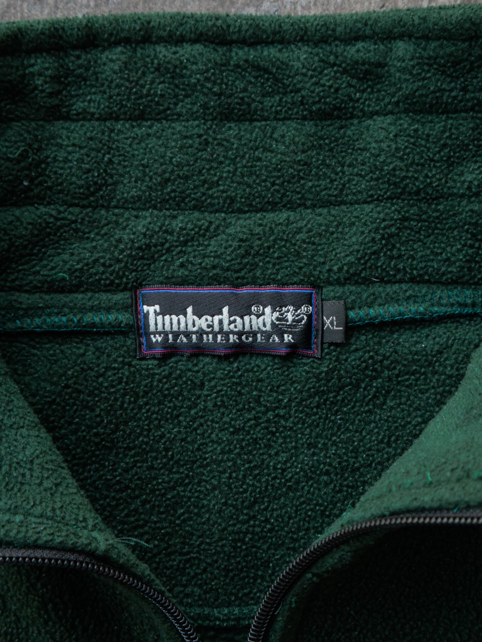 Vintage Green Timberland Weathergear Fleece Quarter Zip (XL)