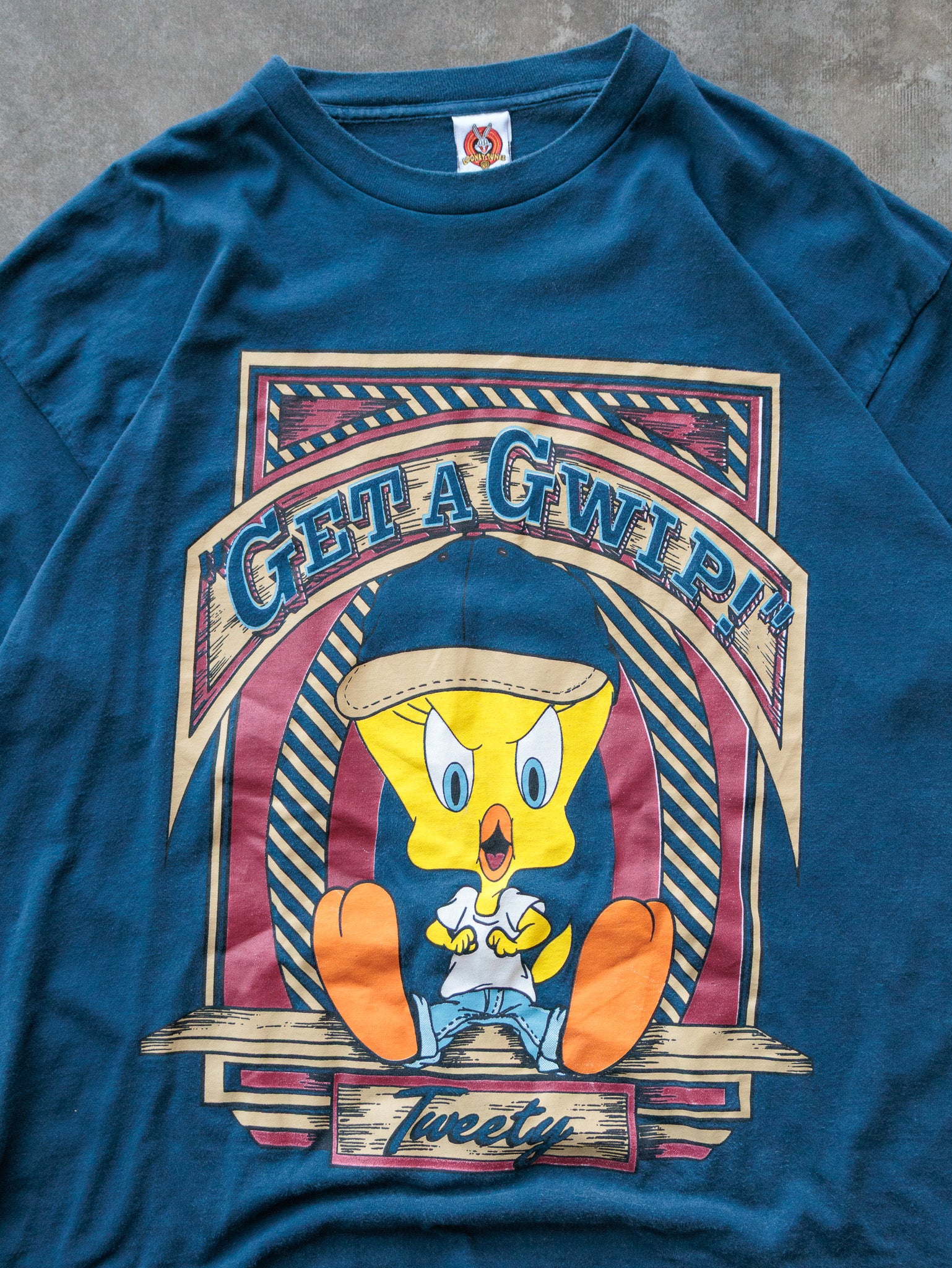 Vintage 90s Blue Tweety "Get a Gwip" Tee (22W/24W)
